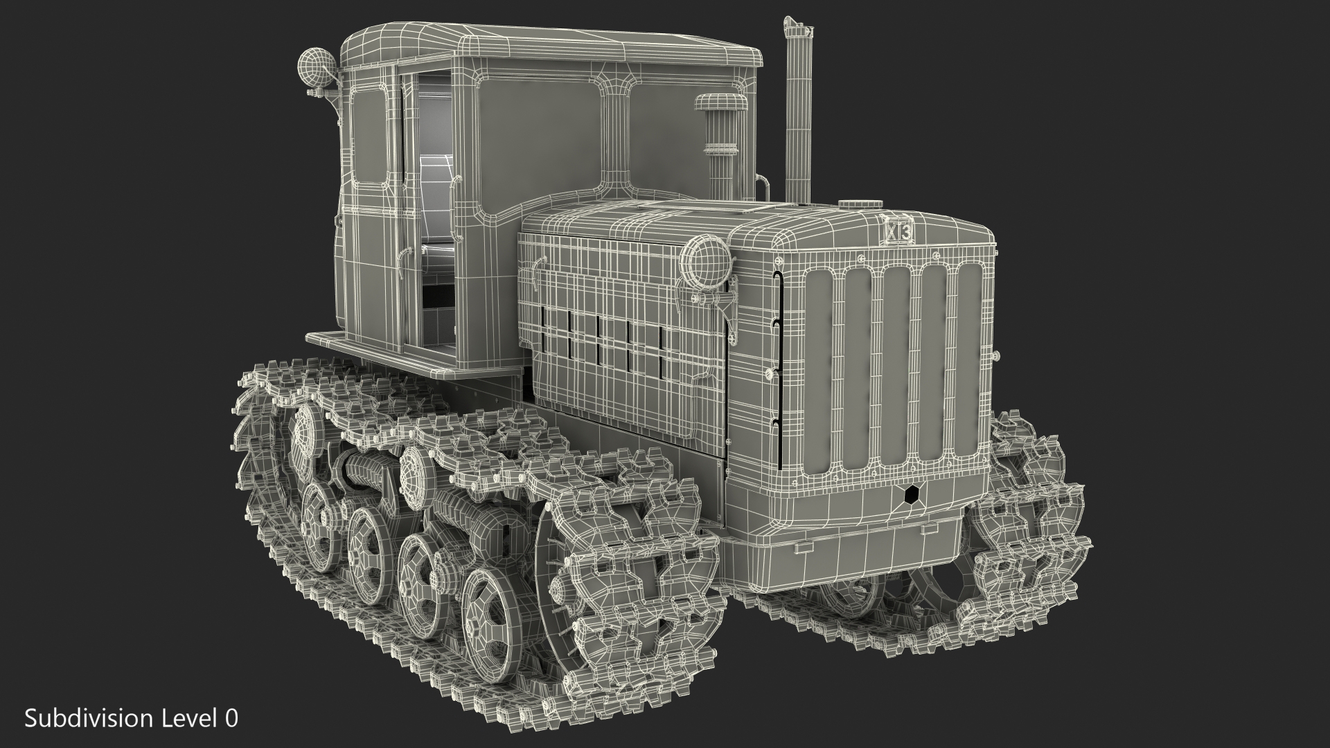 Rusty Diesel Tractor Rigged 3D