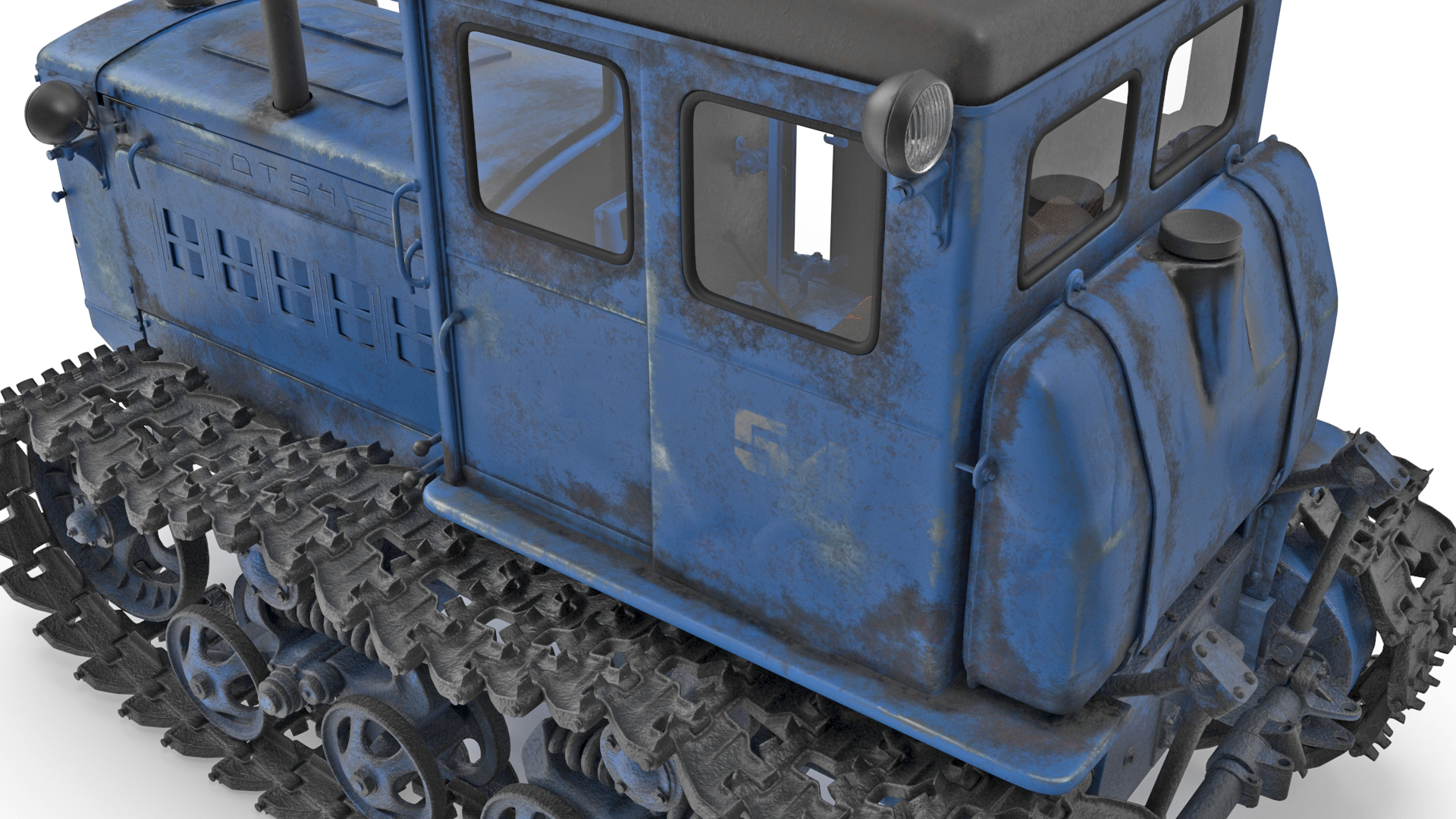 Rusty Diesel Tractor Rigged 3D