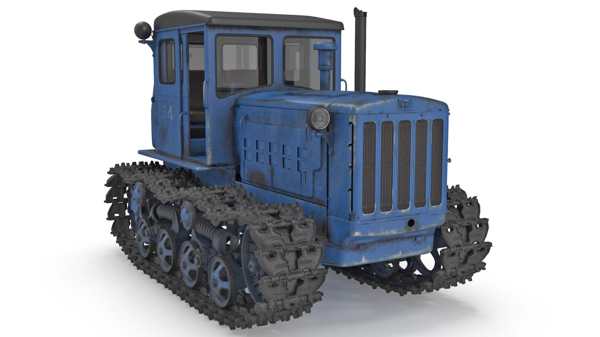 Rusty Diesel Tractor Rigged 3D