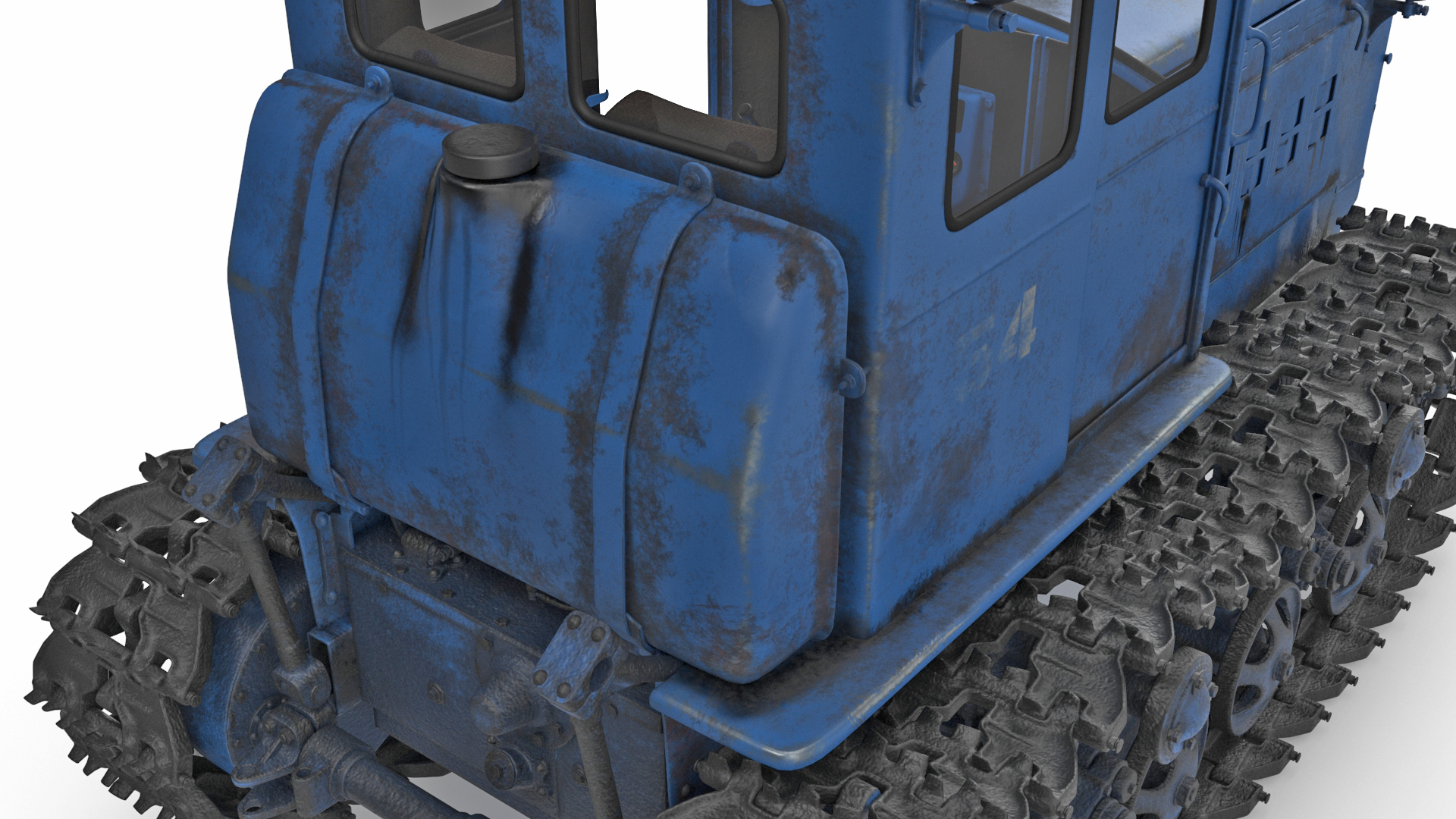 Rusty Diesel Tractor Rigged 3D