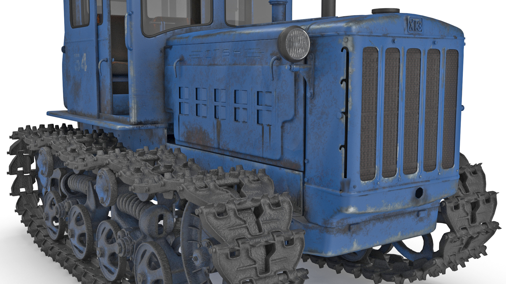 Rusty Diesel Tractor Rigged 3D