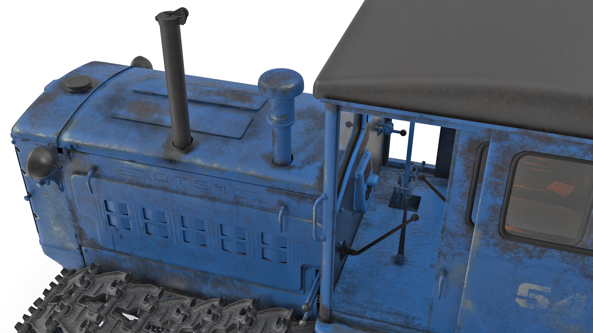 Rusty Diesel Tractor Rigged 3D