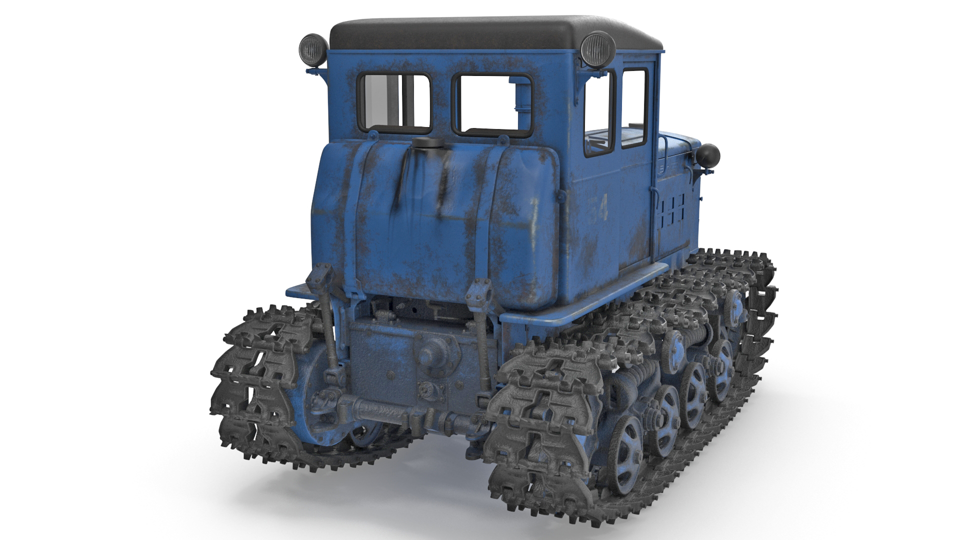 Rusty Diesel Tractor Rigged 3D