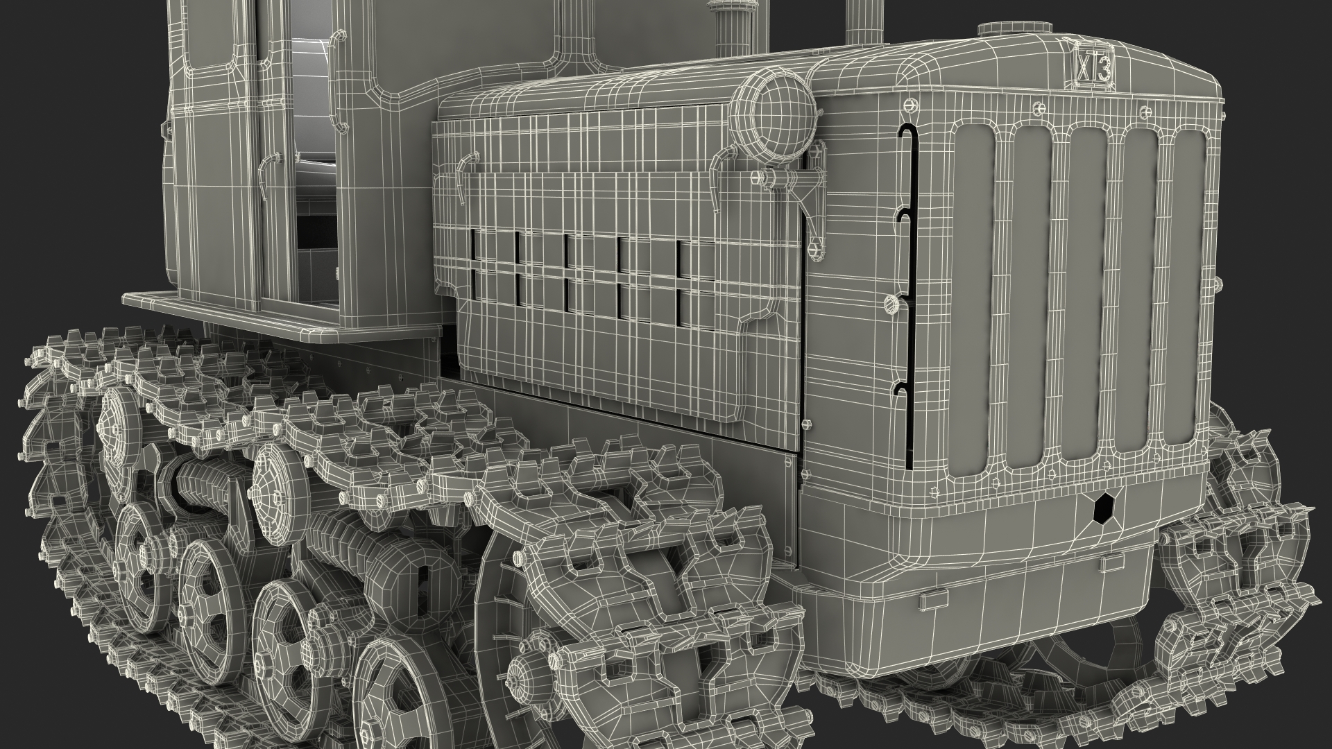Rusty Diesel Tractor Rigged 3D