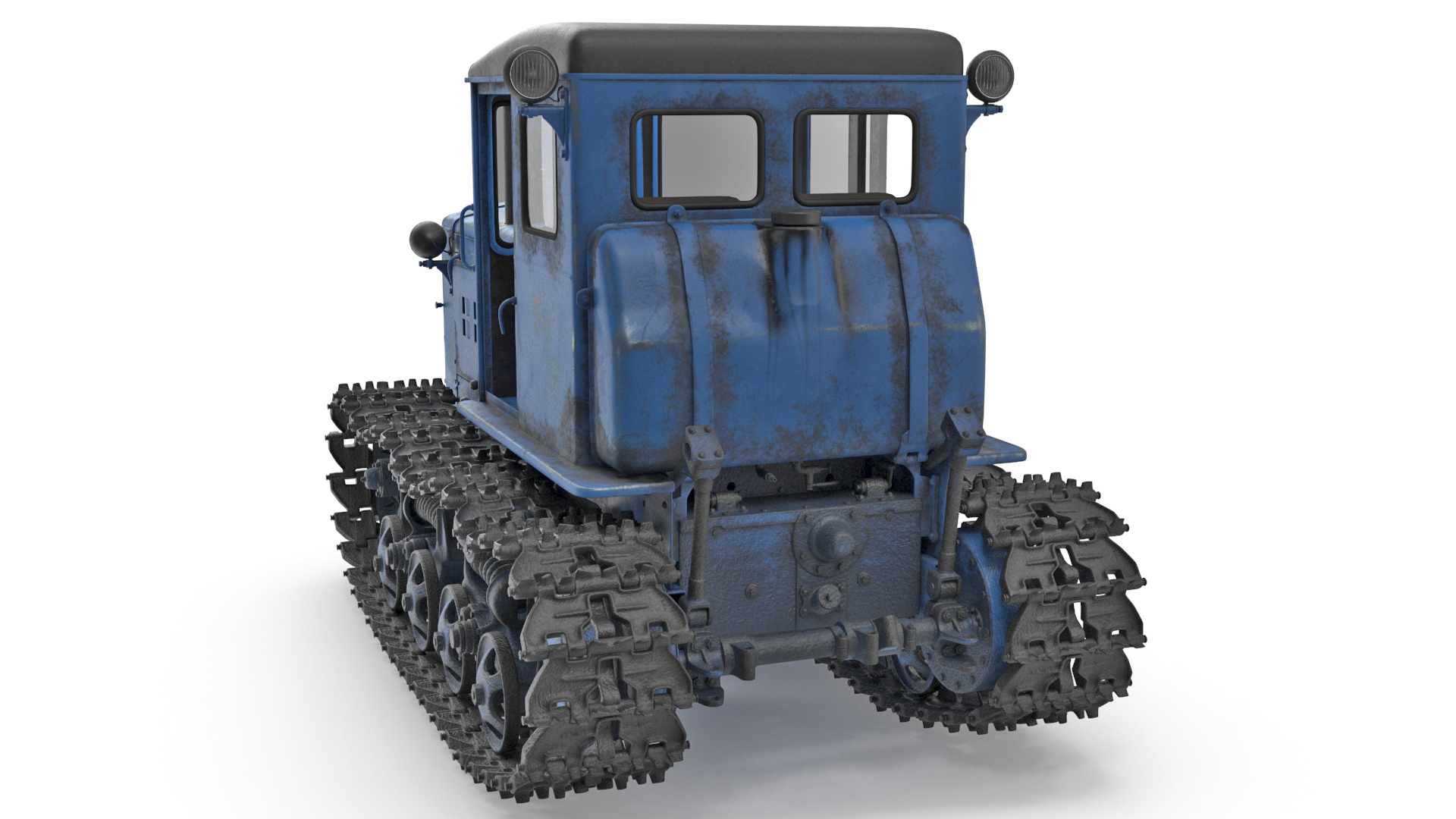 Rusty Diesel Tractor Rigged 3D