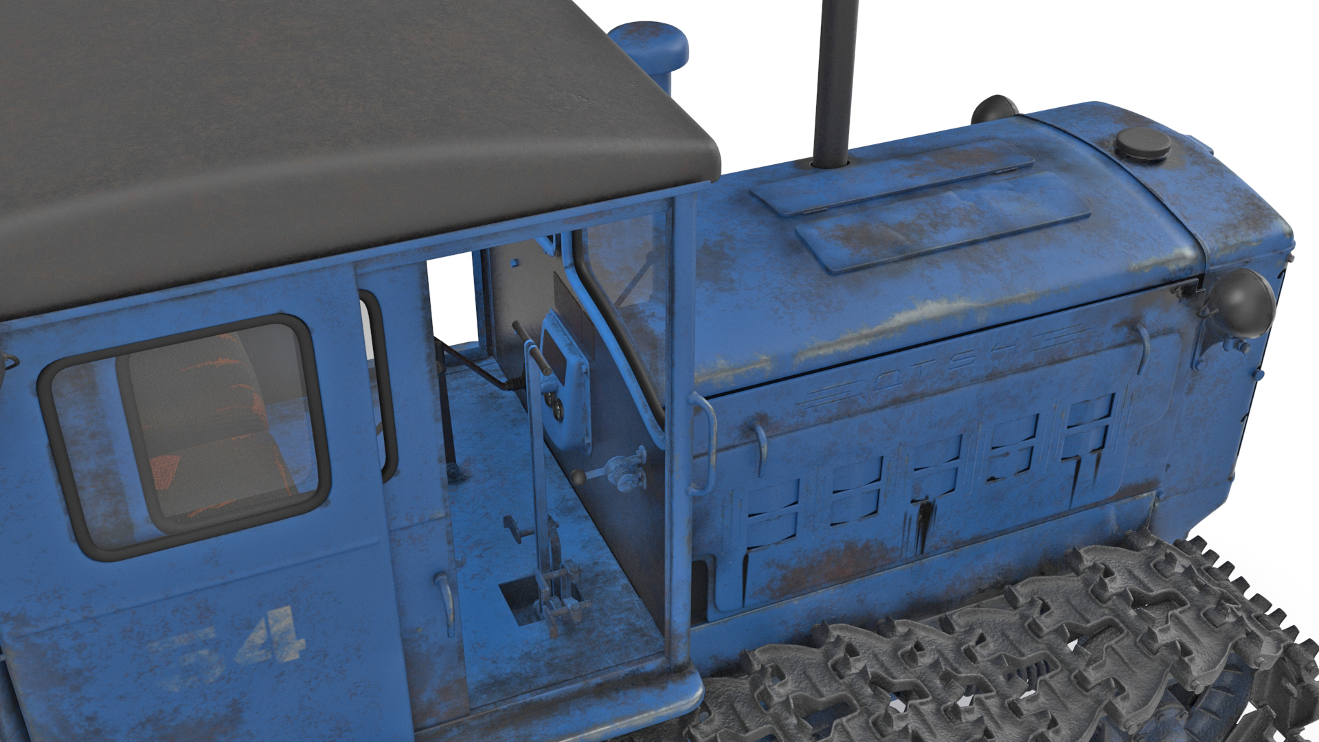 Rusty Diesel Tractor Rigged 3D