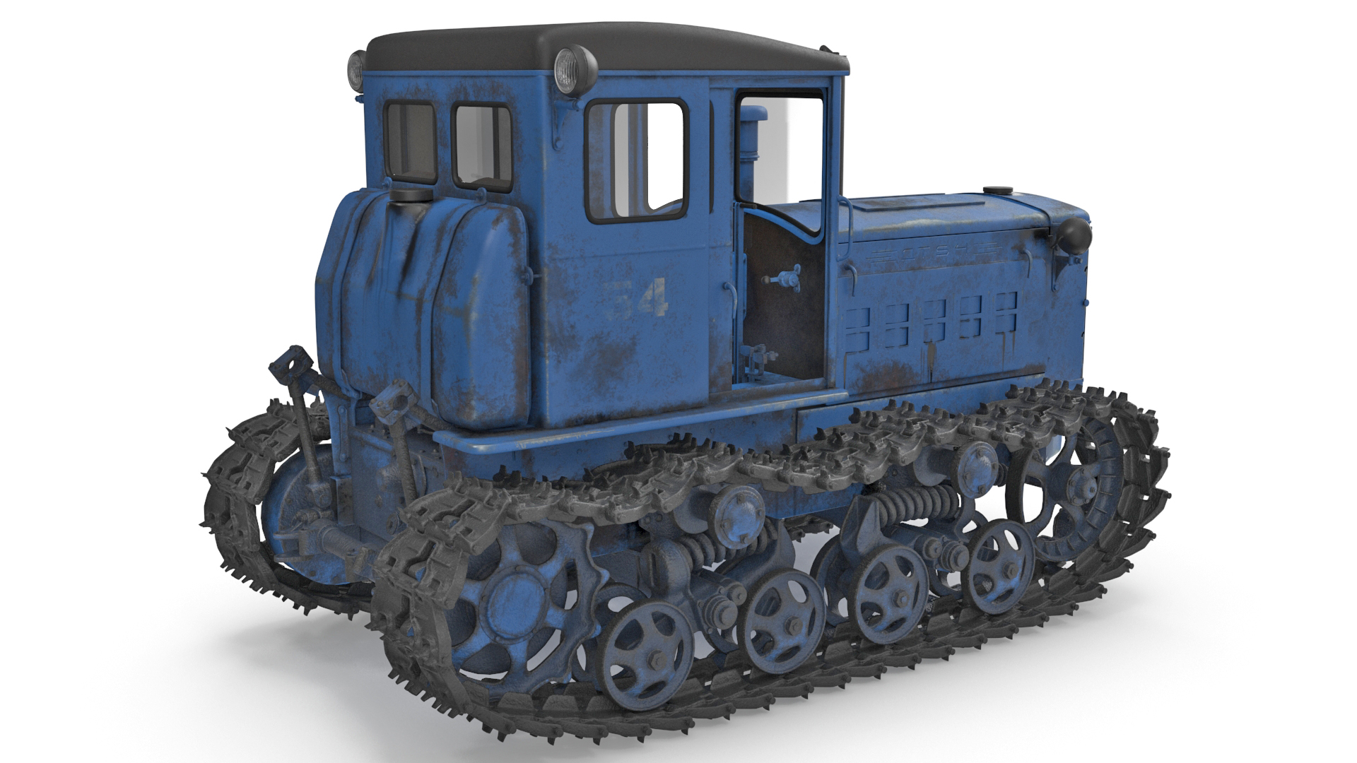 Rusty Diesel Tractor Rigged 3D