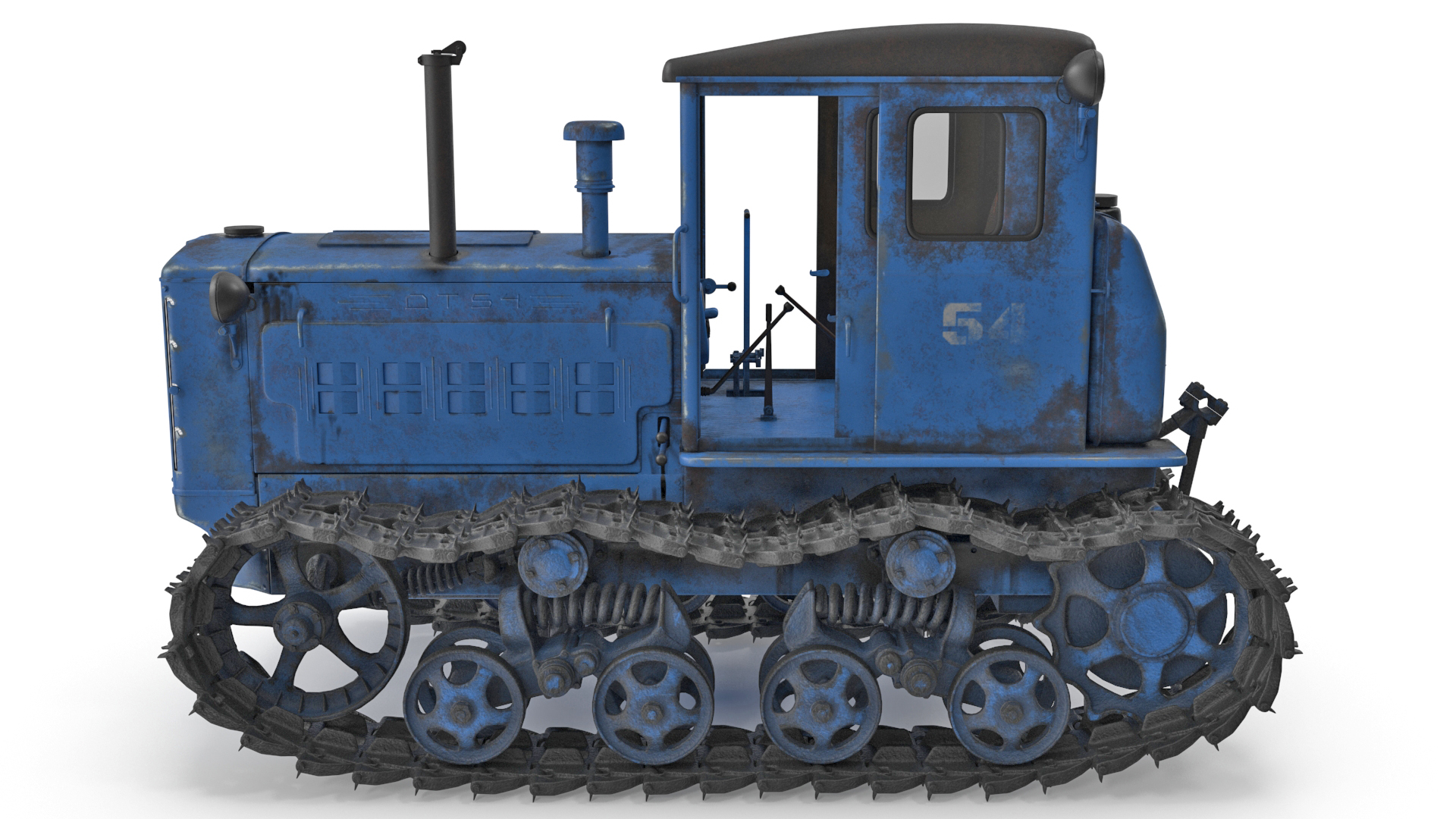 Rusty Diesel Tractor Rigged 3D