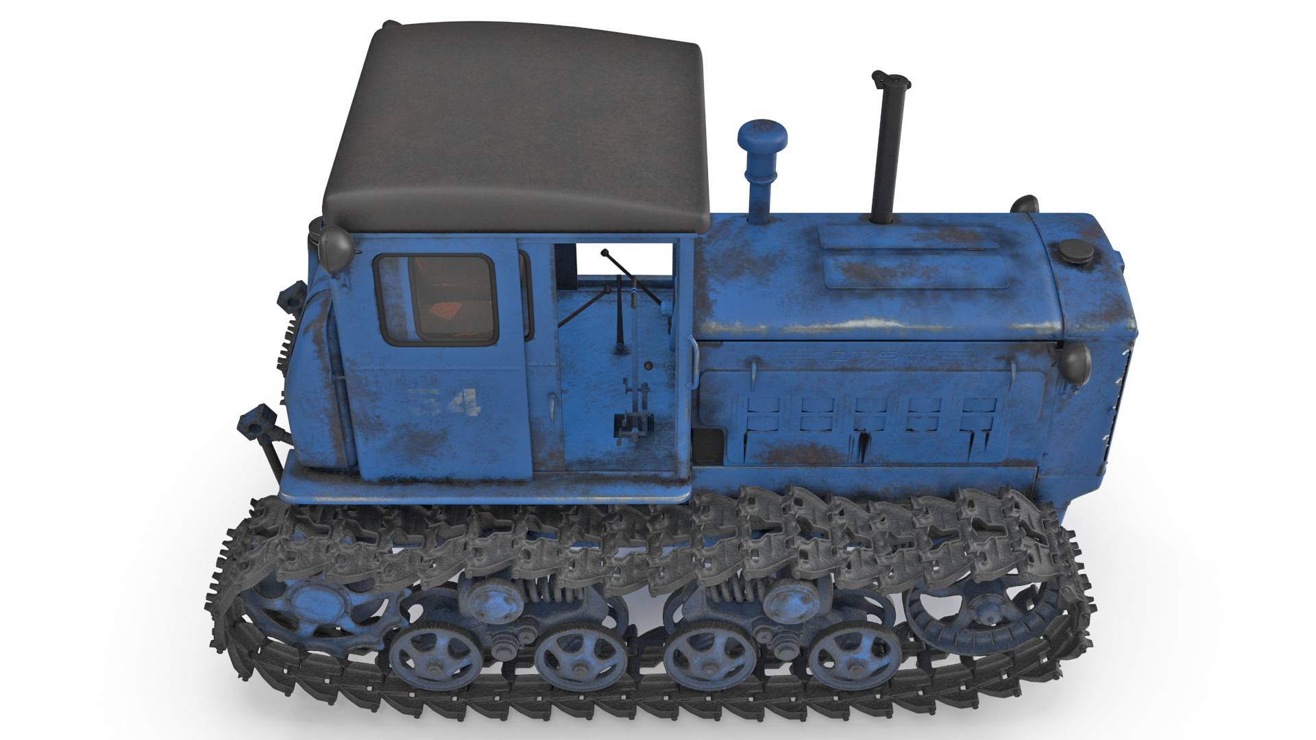 Rusty Diesel Tractor Rigged 3D