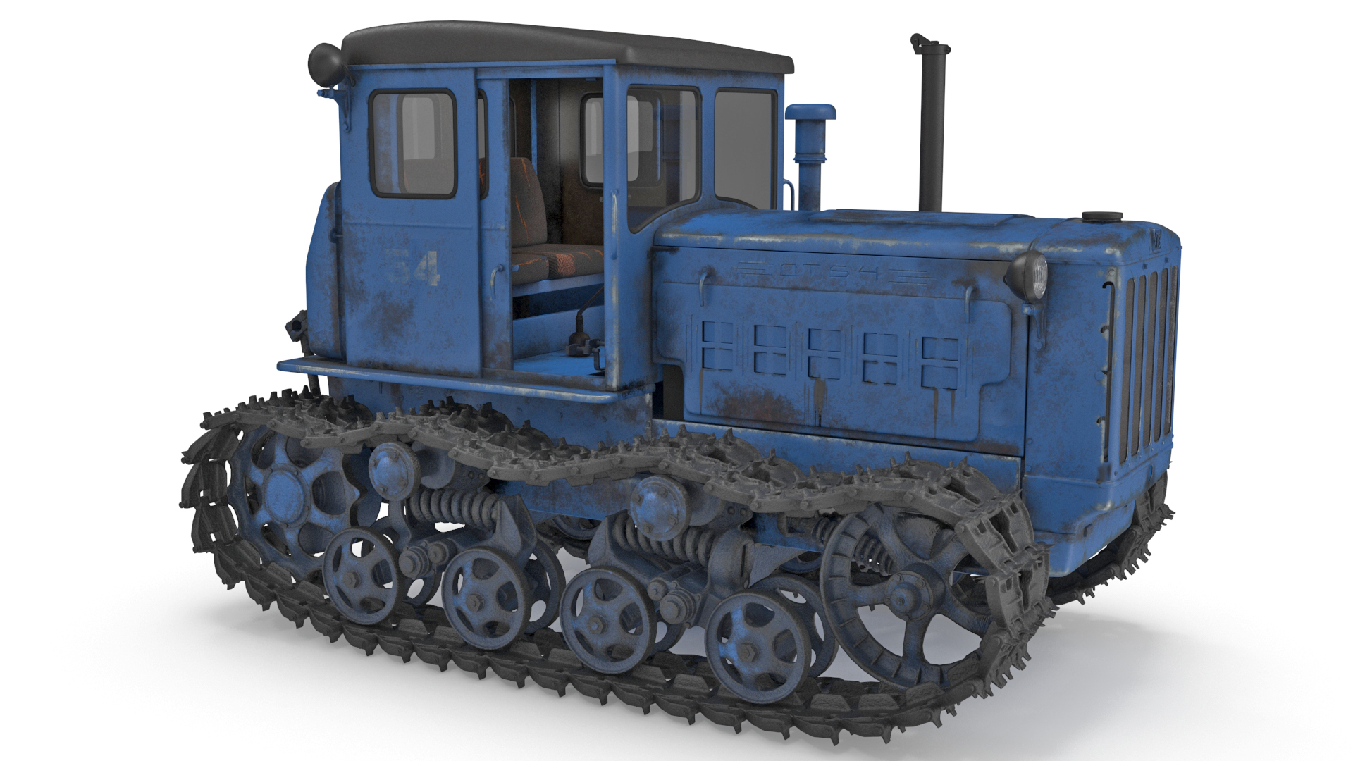 Rusty Diesel Tractor Rigged 3D