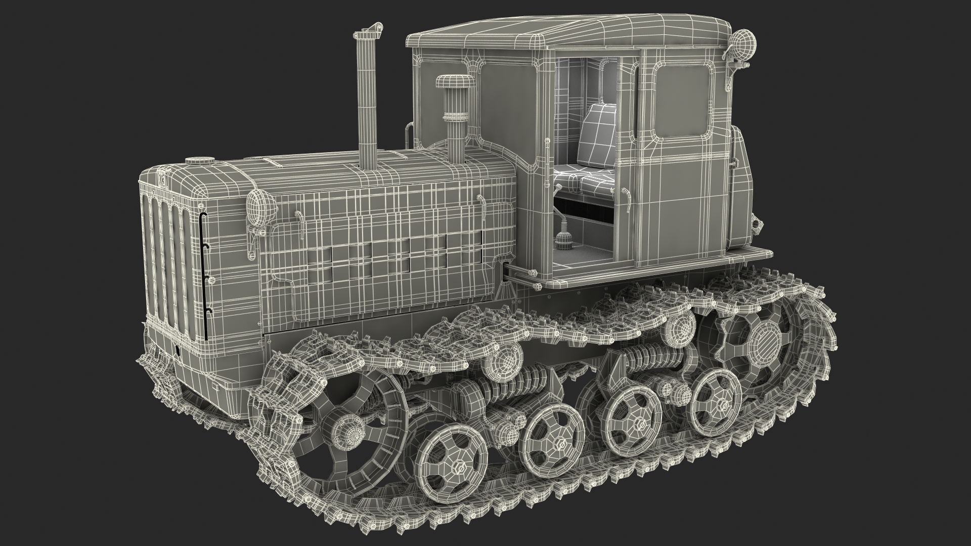 Rusty Diesel Tractor Rigged 3D