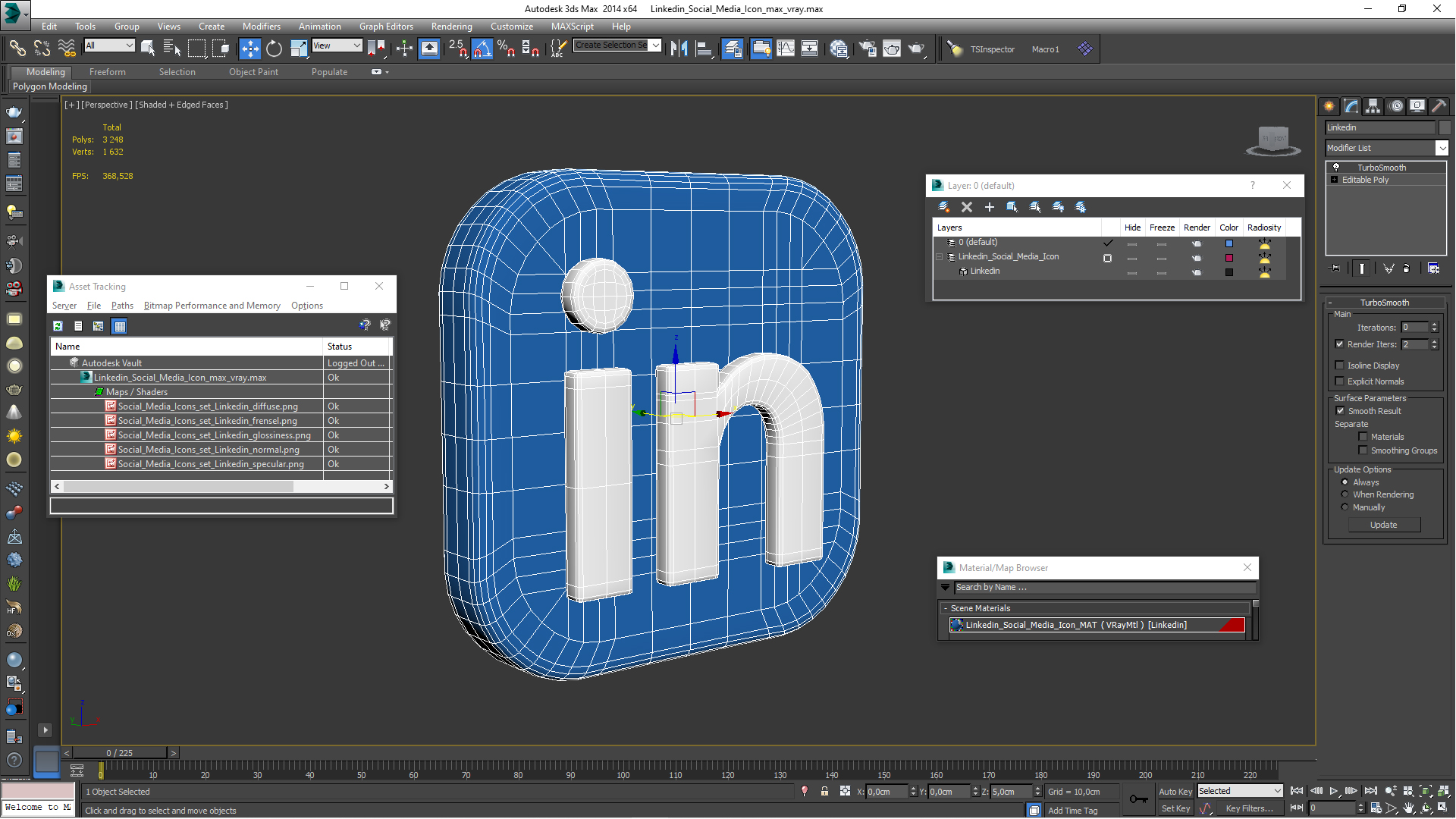 3D Linkedin Social Media Icon