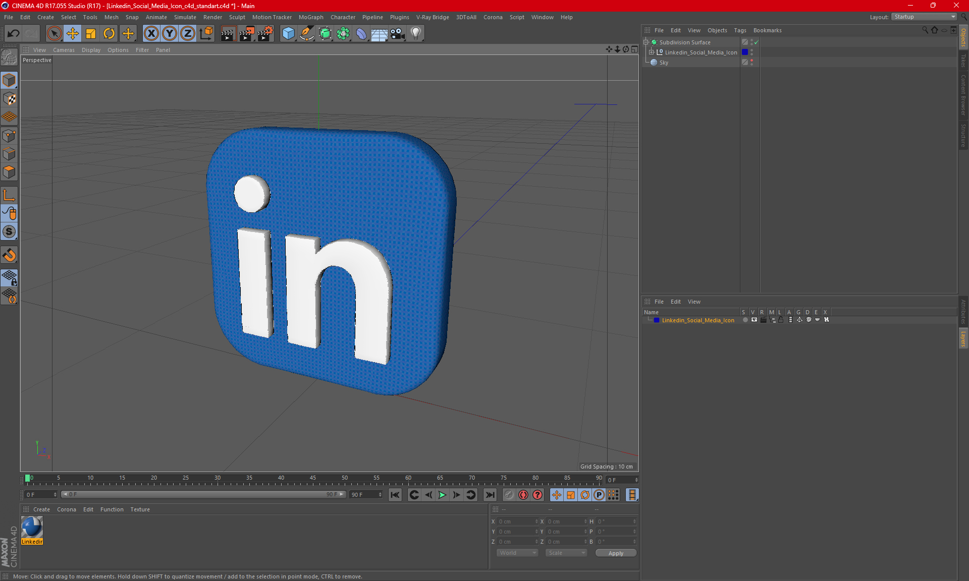 3D Linkedin Social Media Icon