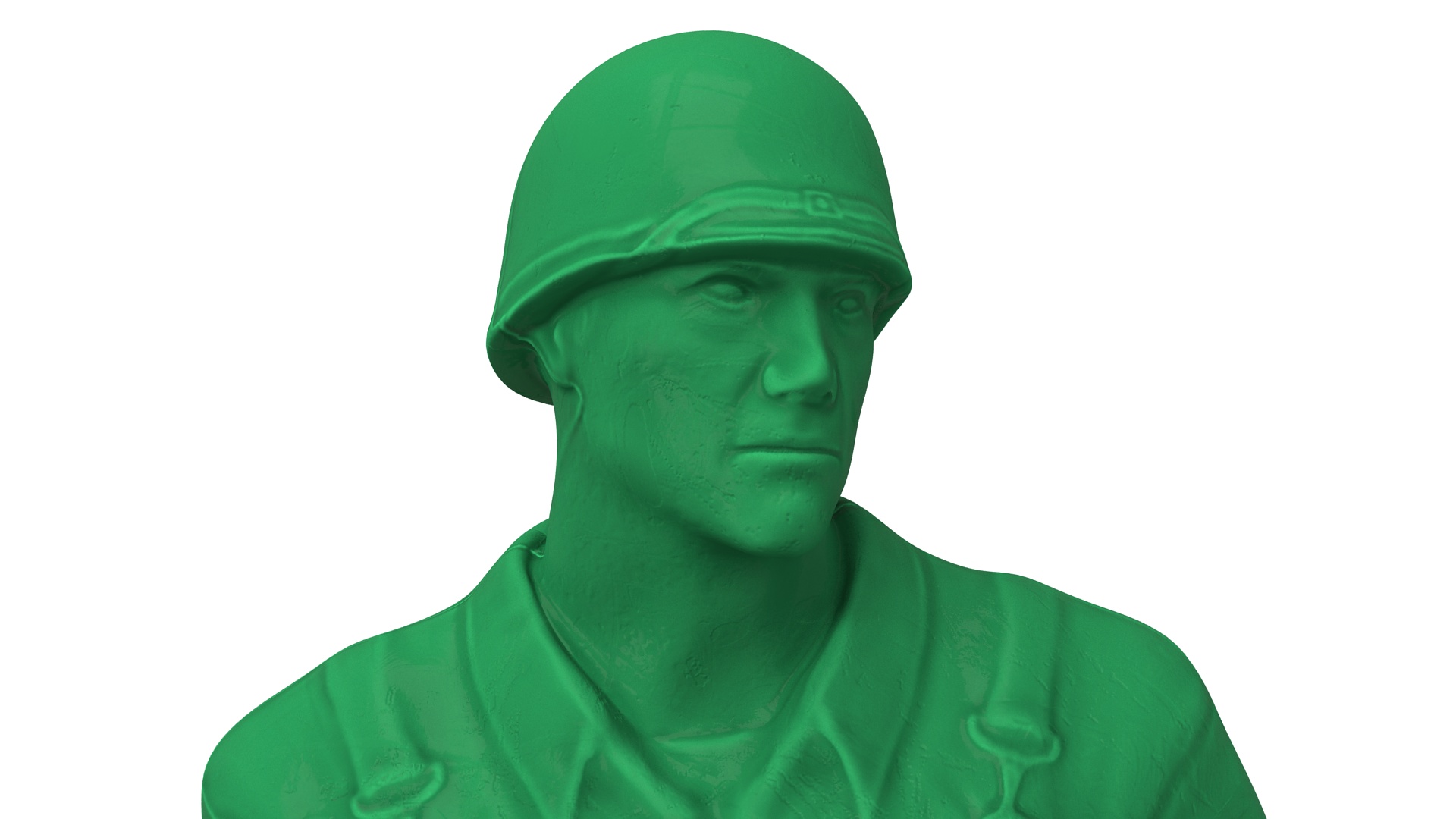 Green Plastic Toy Soldier with Machine Gun 3D