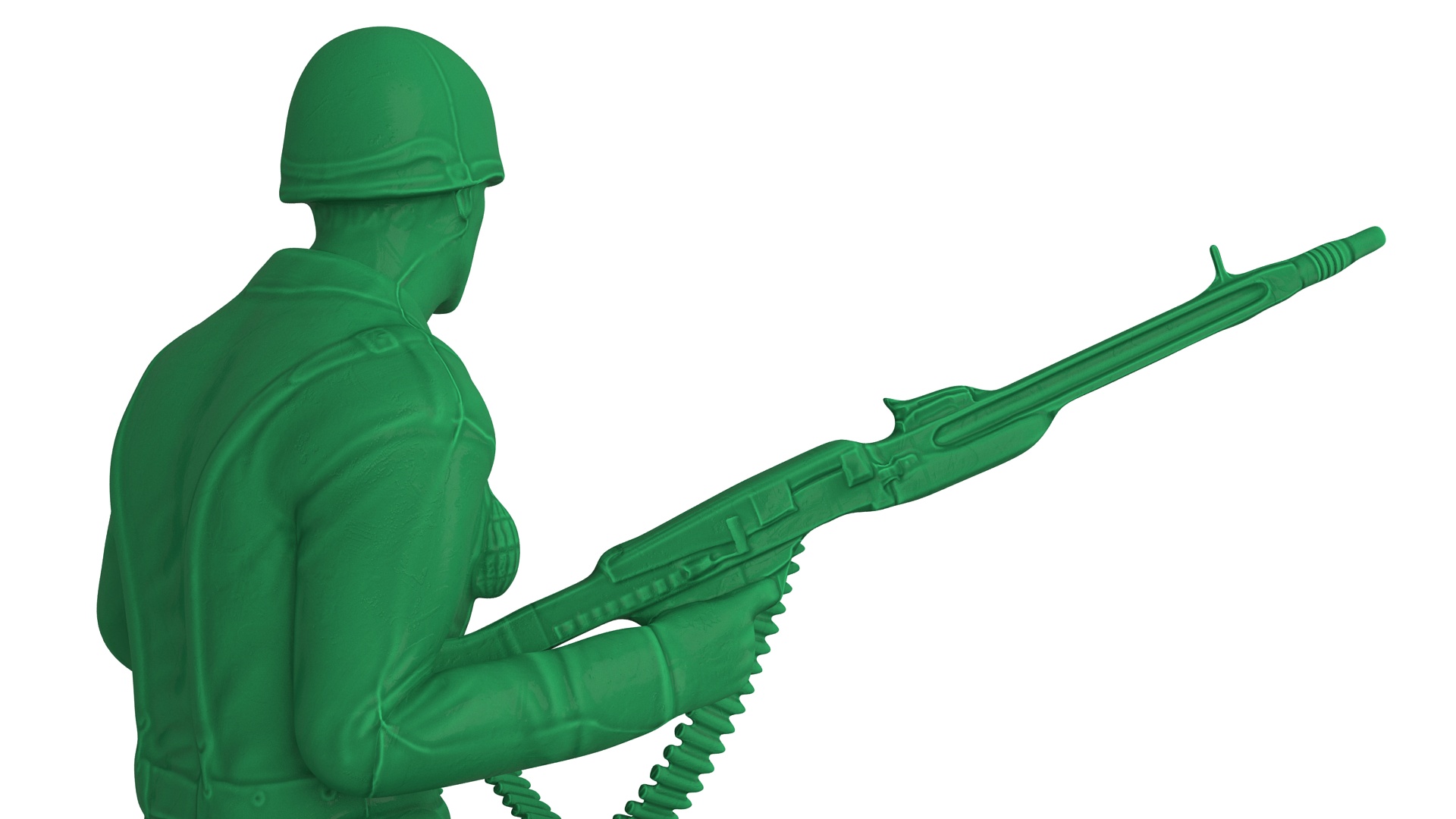 Green Plastic Toy Soldier with Machine Gun 3D