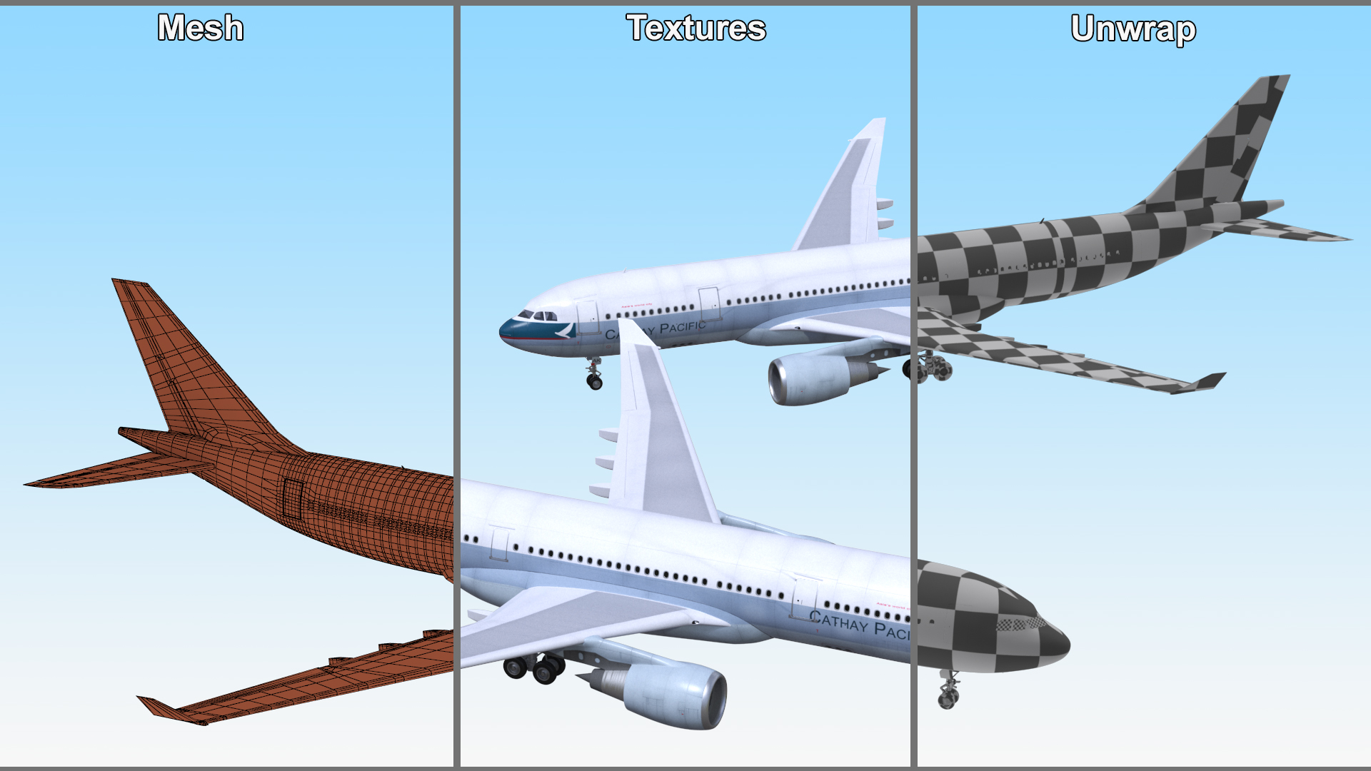 Cathay Pacific Airbus A330-200 Rigged 3D