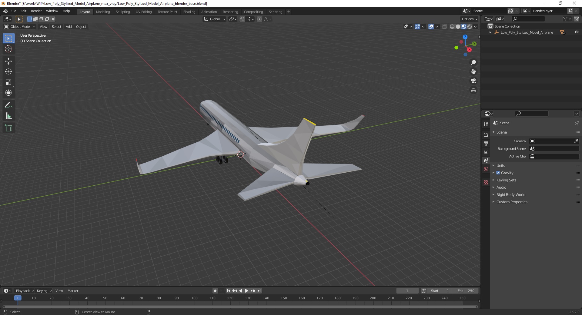 Low Poly Stylized Model Airplane 3D