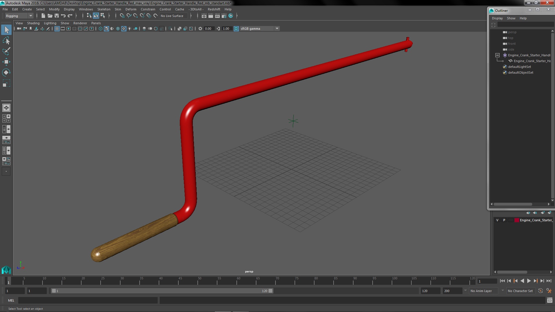 3D Engine Crank Starter Handle Red