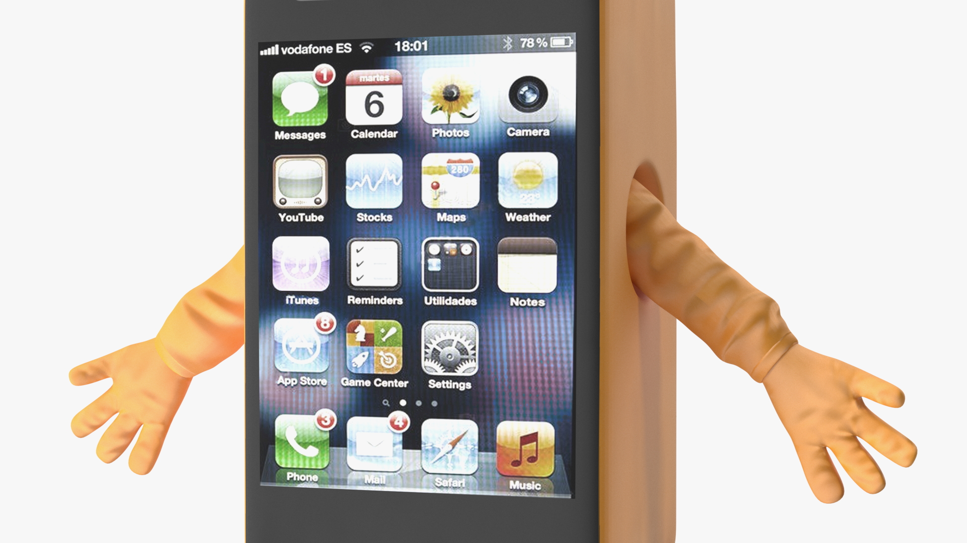 3D Advertising Costume Mobile Phone Orange Rigged