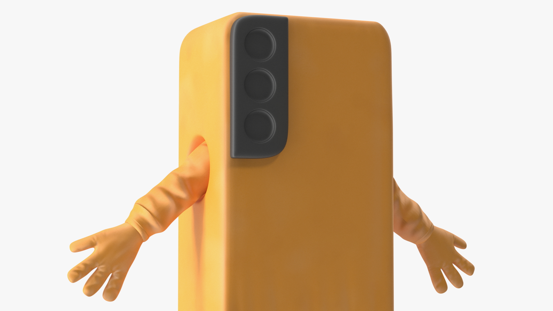 3D Advertising Costume Mobile Phone Orange Rigged