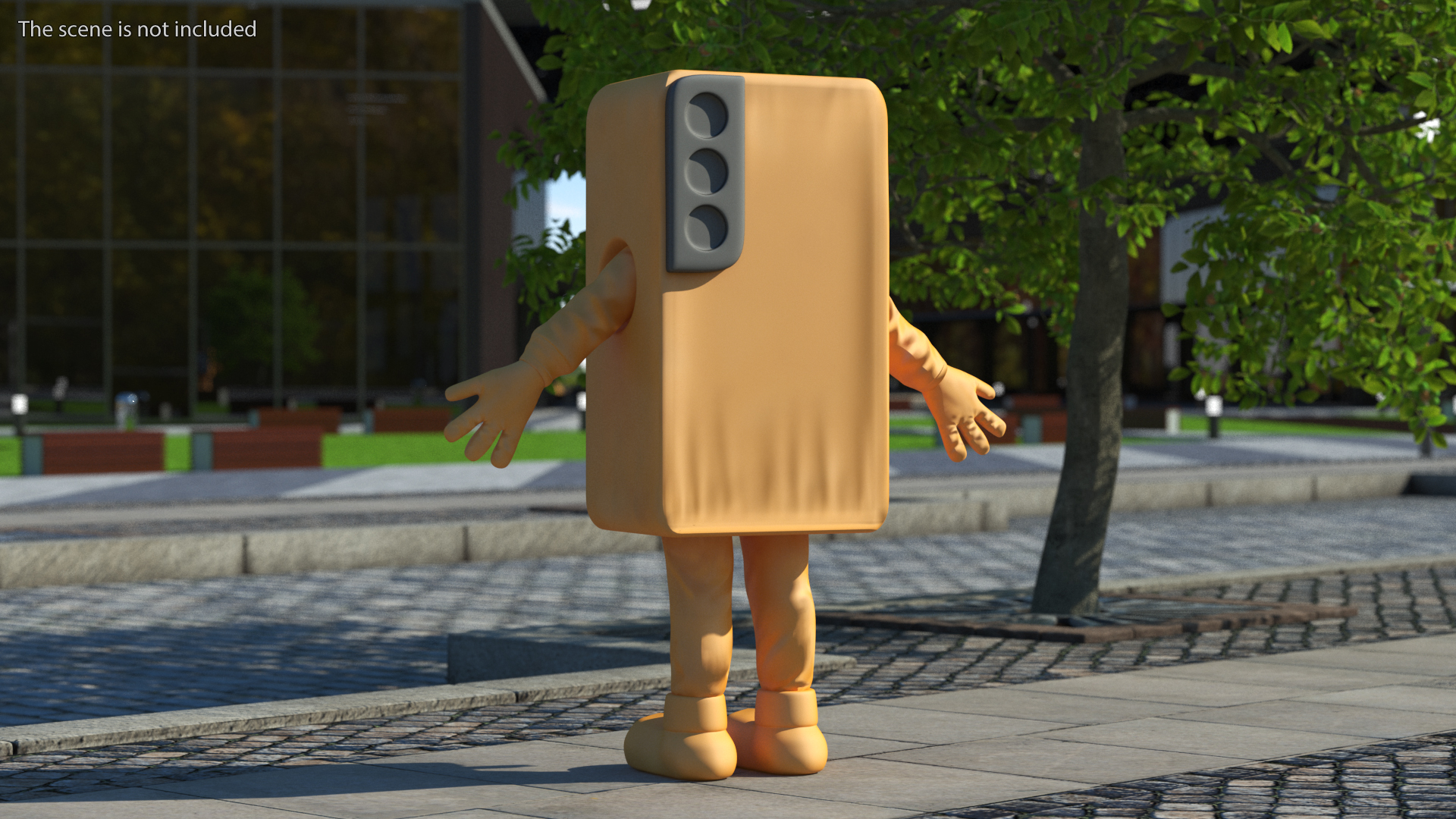 3D Advertising Costume Mobile Phone Orange Rigged