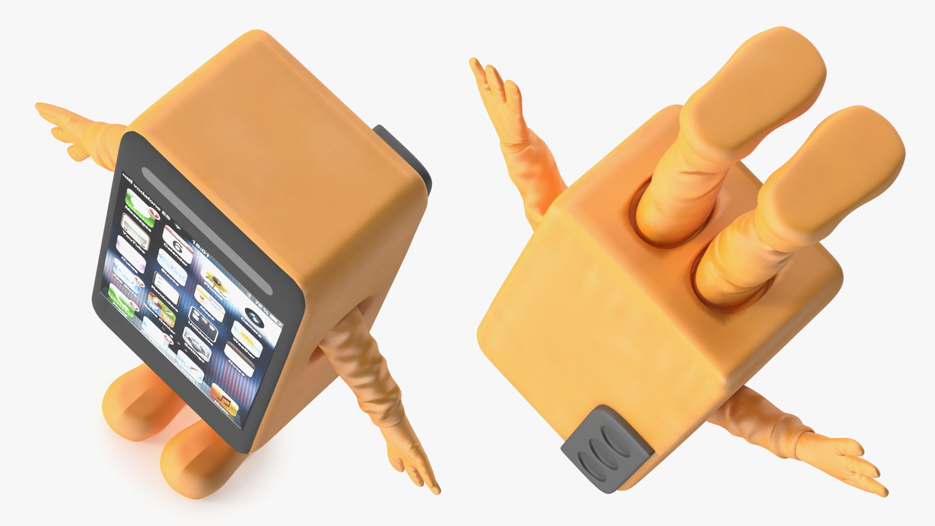 3D Advertising Costume Mobile Phone Orange Rigged