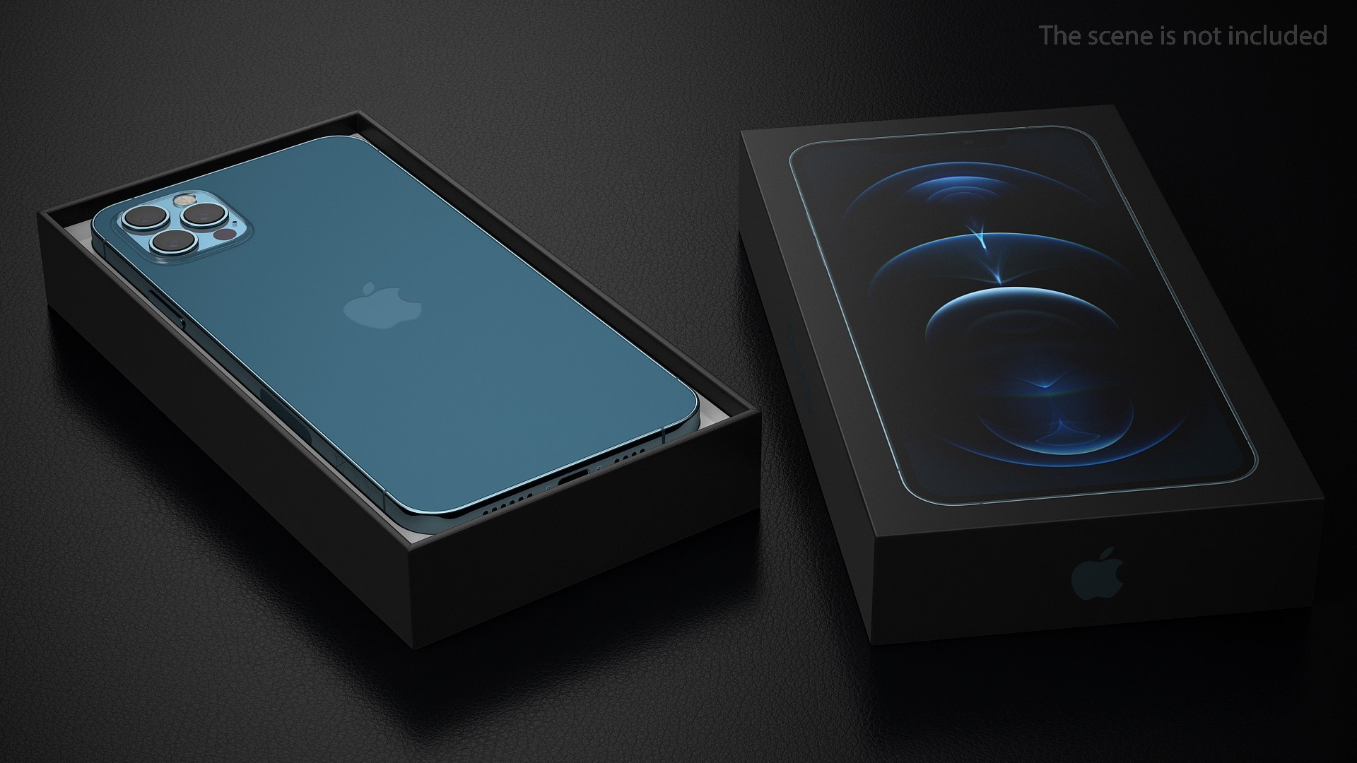 3D iPhone 12 Pro Max Unboxed Pacific Blue model