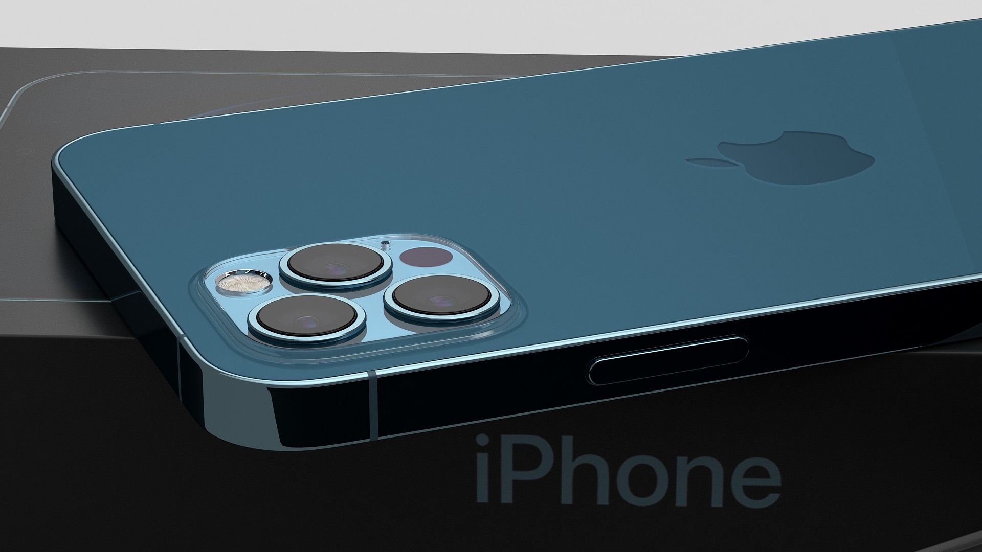 3D iPhone 12 Pro Max Unboxed Pacific Blue model