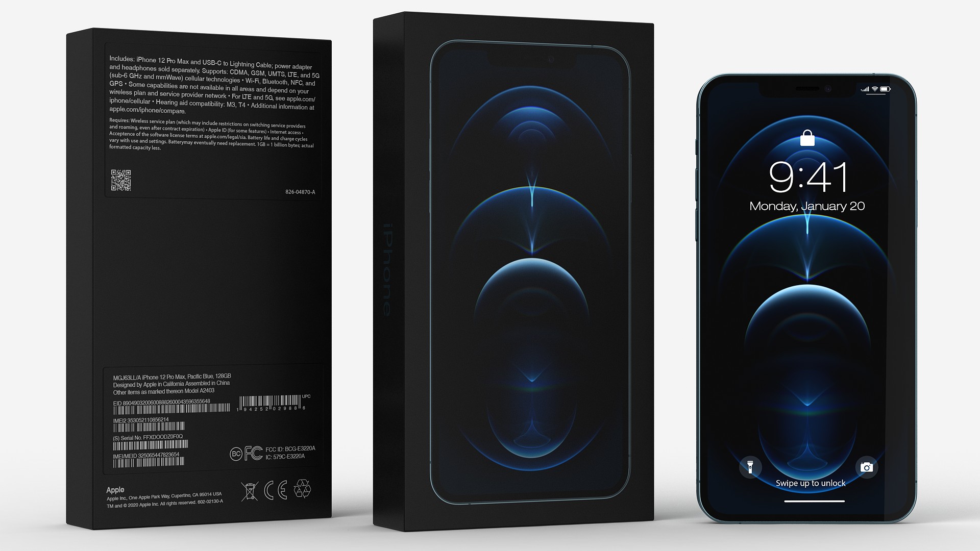 3D iPhone 12 Pro Max Unboxed Pacific Blue model