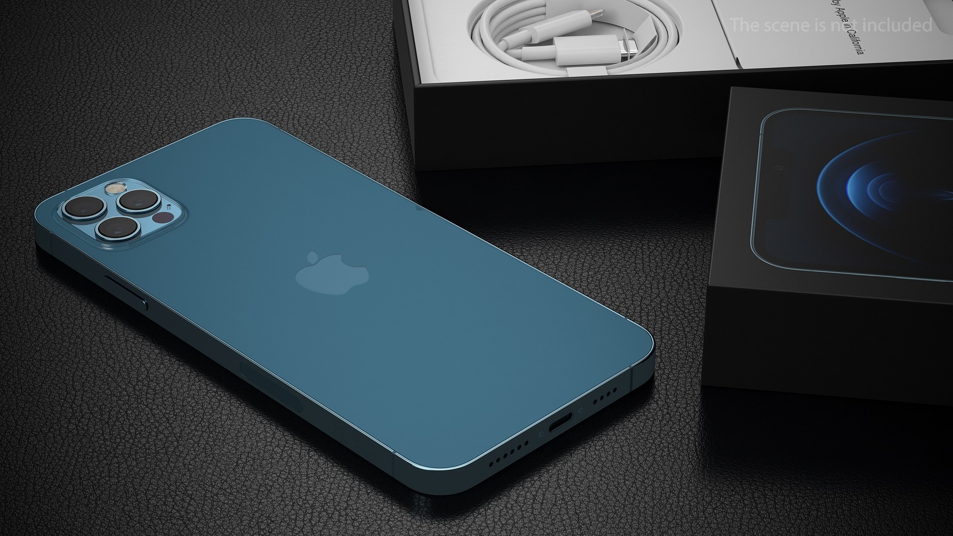 3D iPhone 12 Pro Max Unboxed Pacific Blue model
