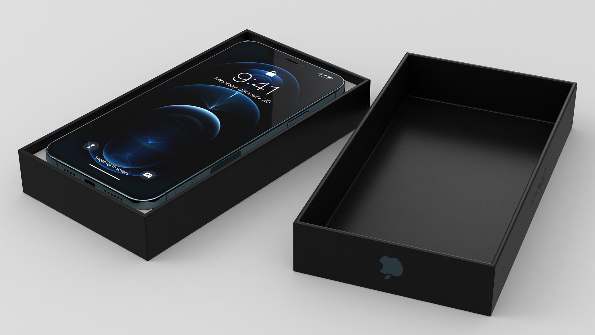 3D iPhone 12 Pro Max Unboxed Pacific Blue model
