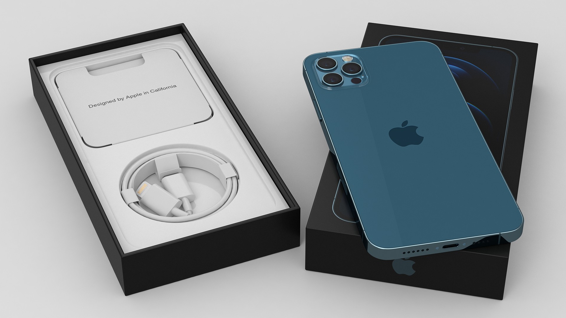 3D iPhone 12 Pro Max Unboxed Pacific Blue model