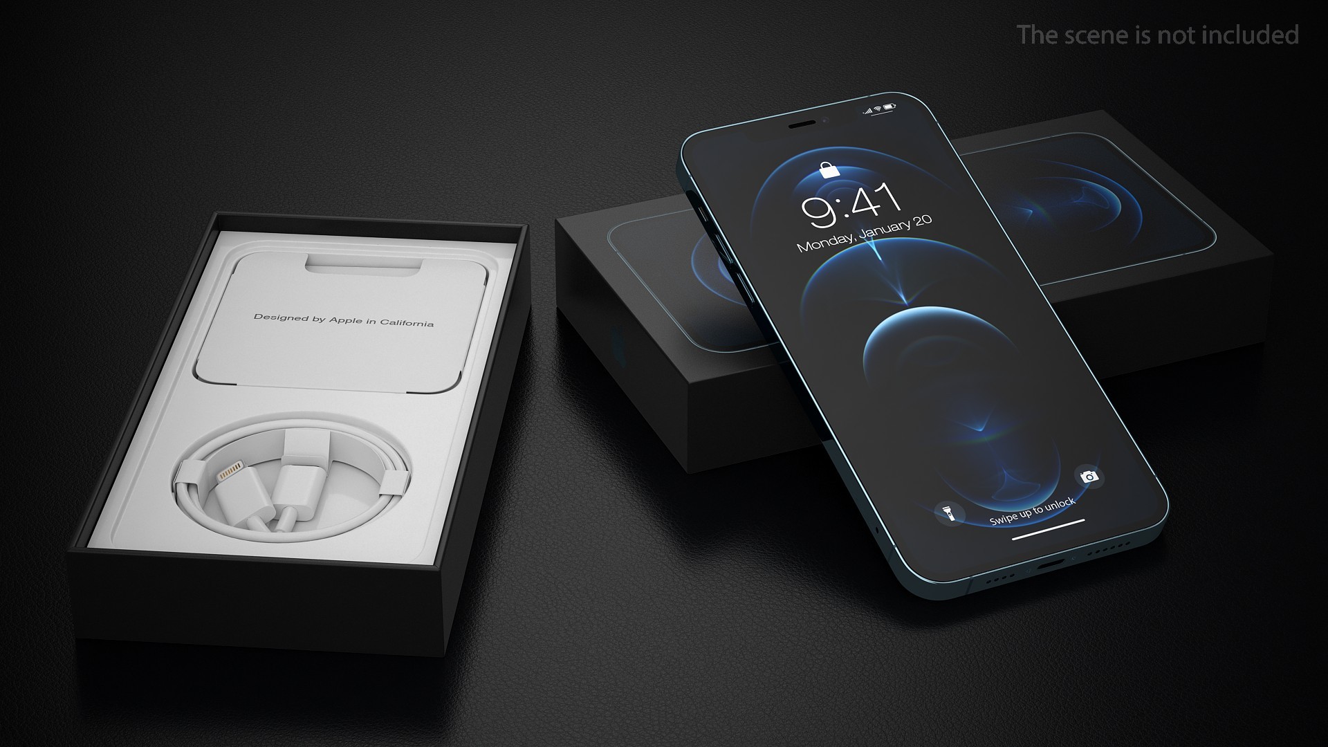3D iPhone 12 Pro Max Unboxed Pacific Blue model