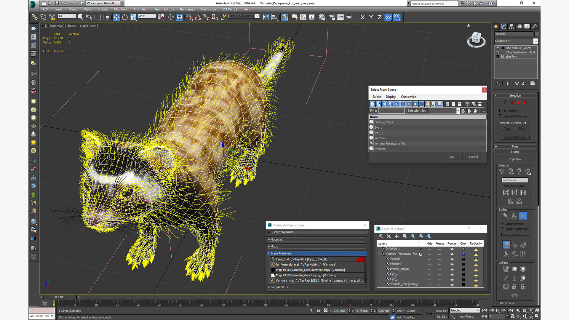 3D Vormela Peregusna Fur
