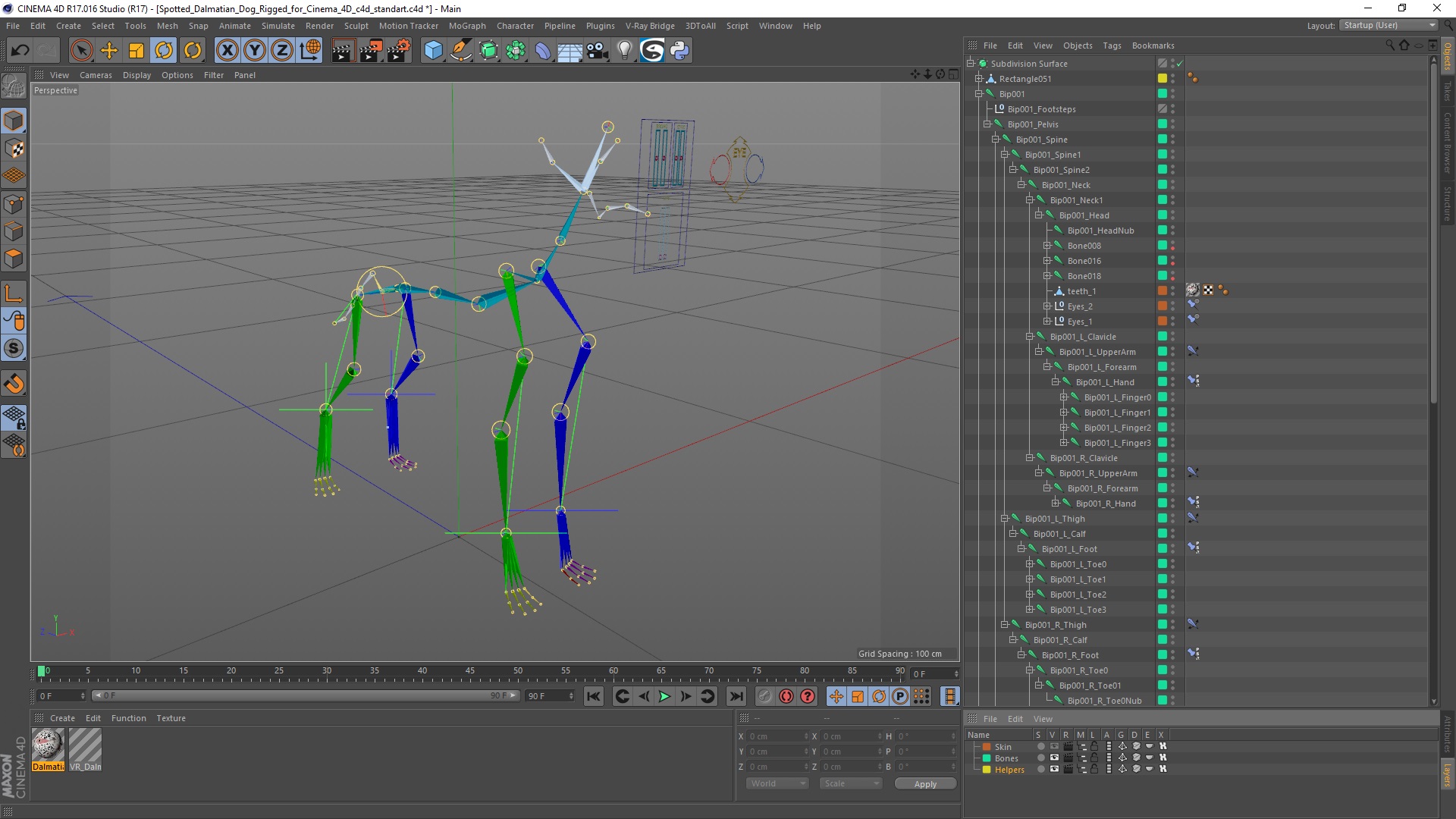 Spotted Dalmatian Dog Rigged for Cinema 4D 3D
