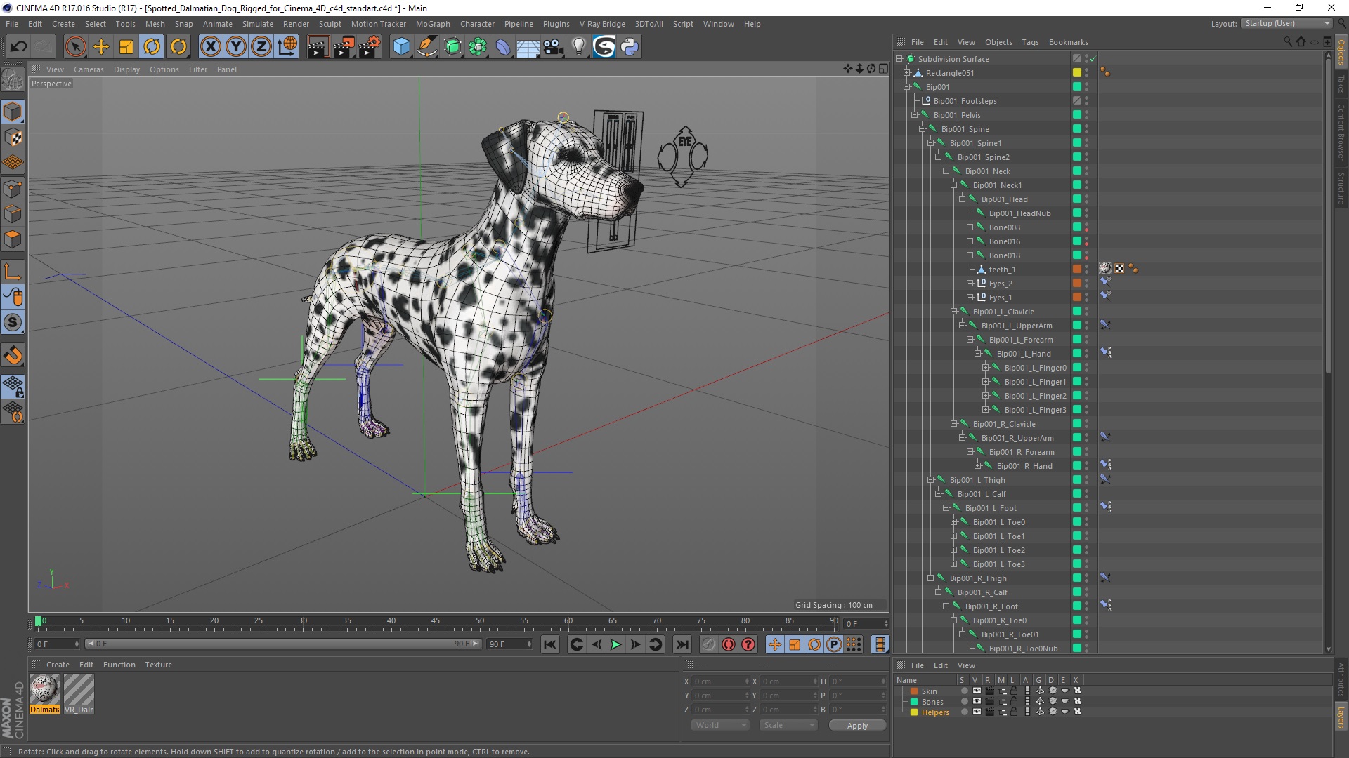 Spotted Dalmatian Dog Rigged for Cinema 4D 3D