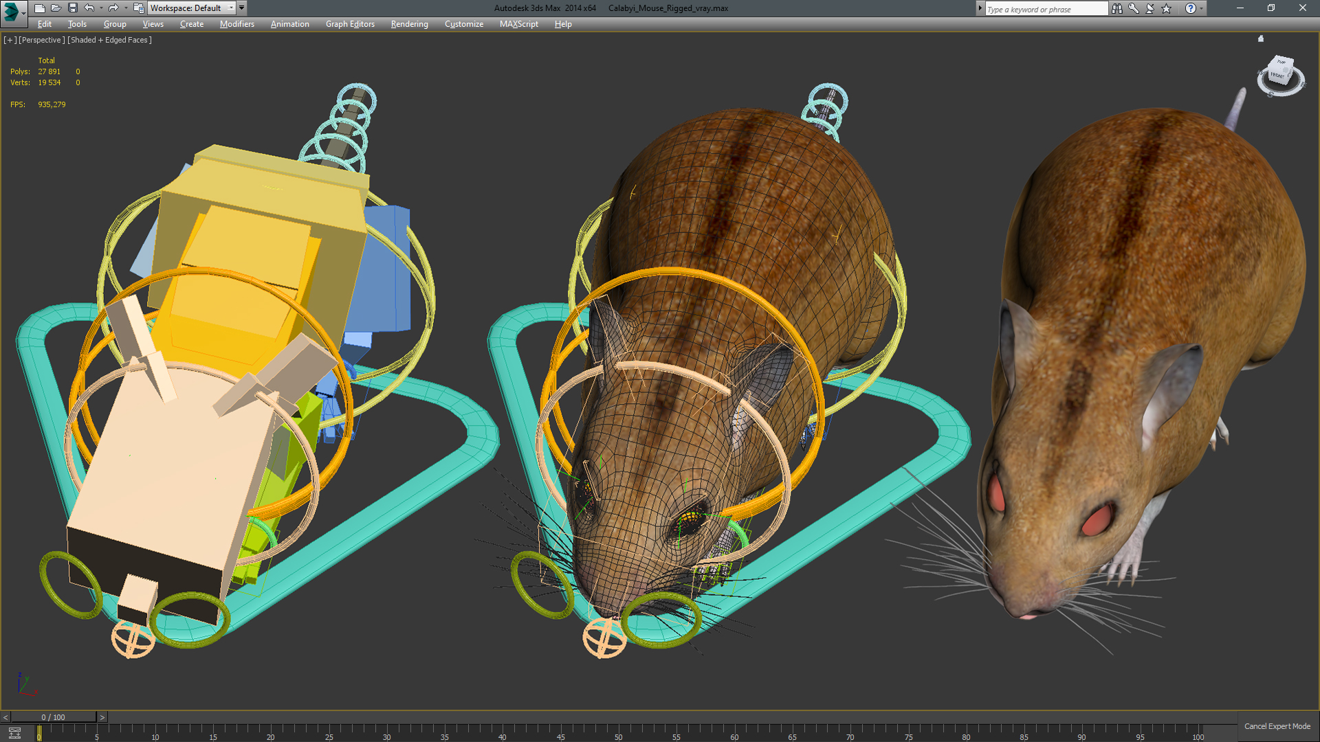 Calabyi Mouse Rigged for Cinema 4D 3D model