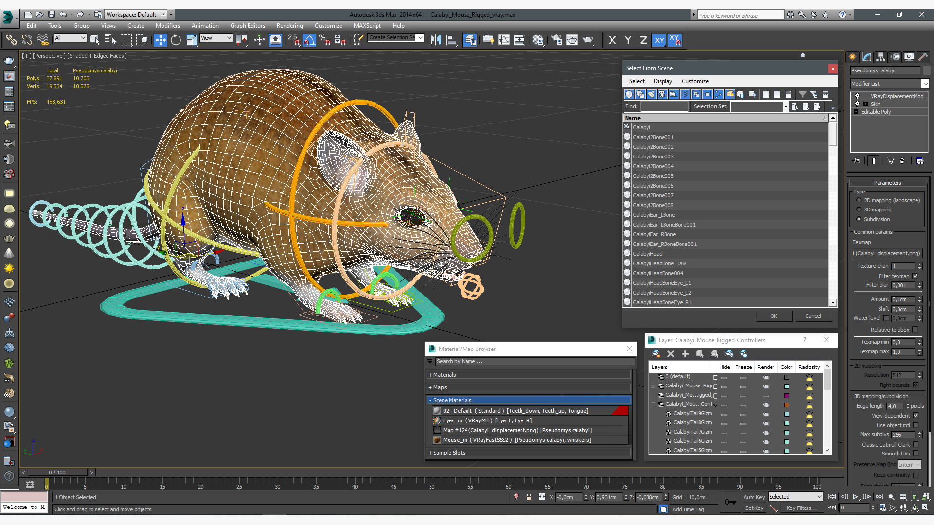 Calabyi Mouse Rigged for Cinema 4D 3D model