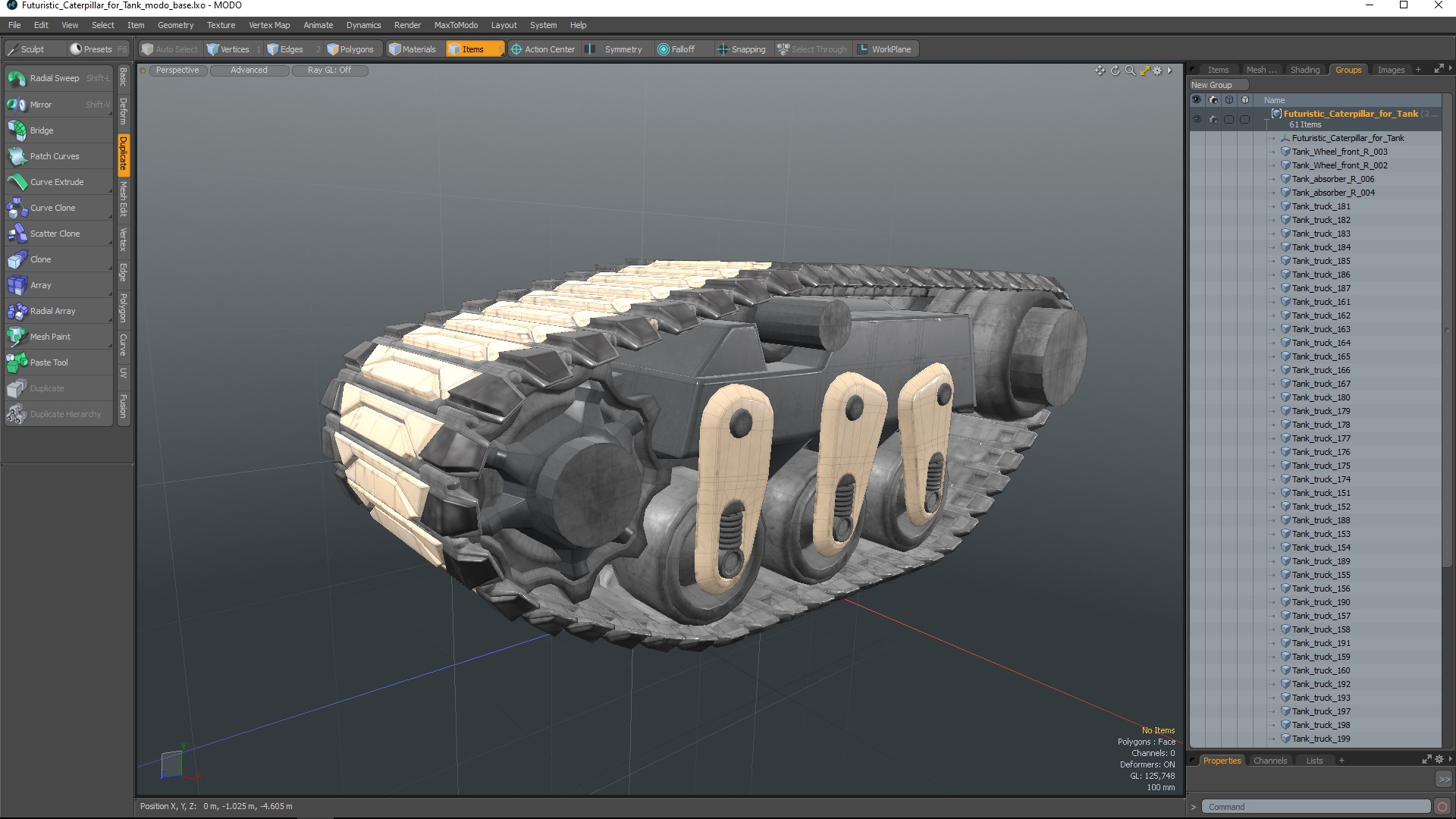 3D Futuristic Caterpillar for Tank