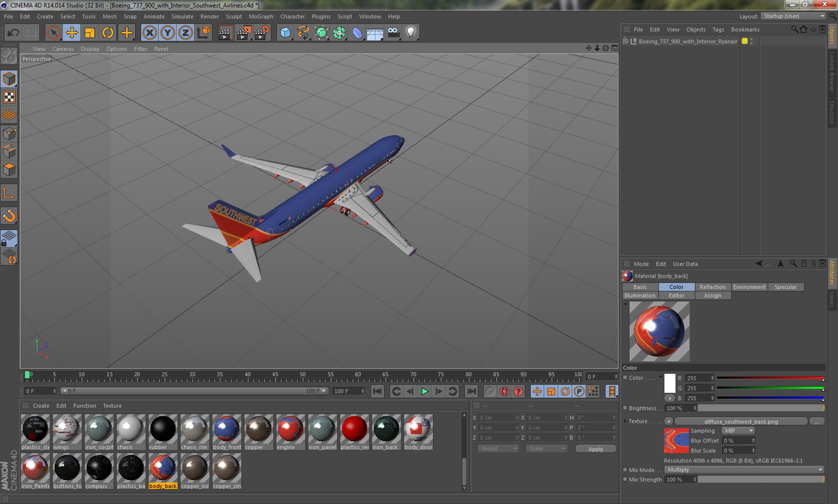 Boeing 737 900 with Interior Southwest Airlines 3D