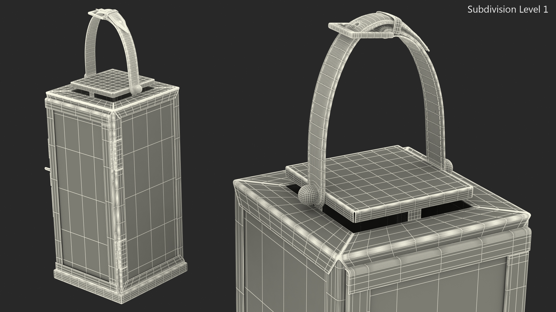 3D model Stainless Steel Candle Lantern with Leather Handle