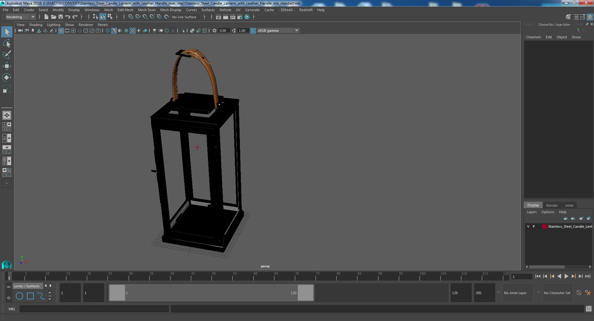 3D model Stainless Steel Candle Lantern with Leather Handle