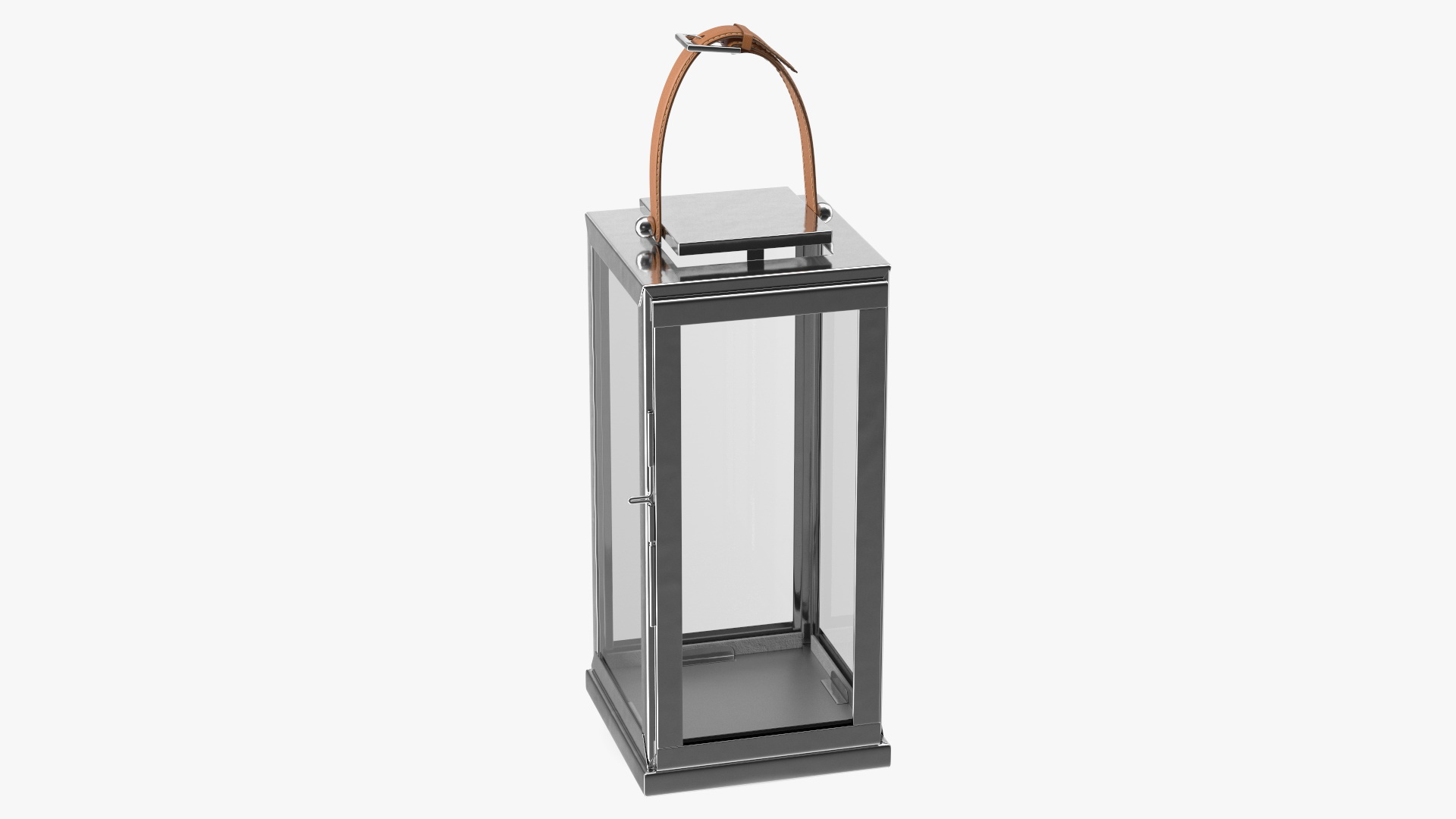 3D model Stainless Steel Candle Lantern with Leather Handle