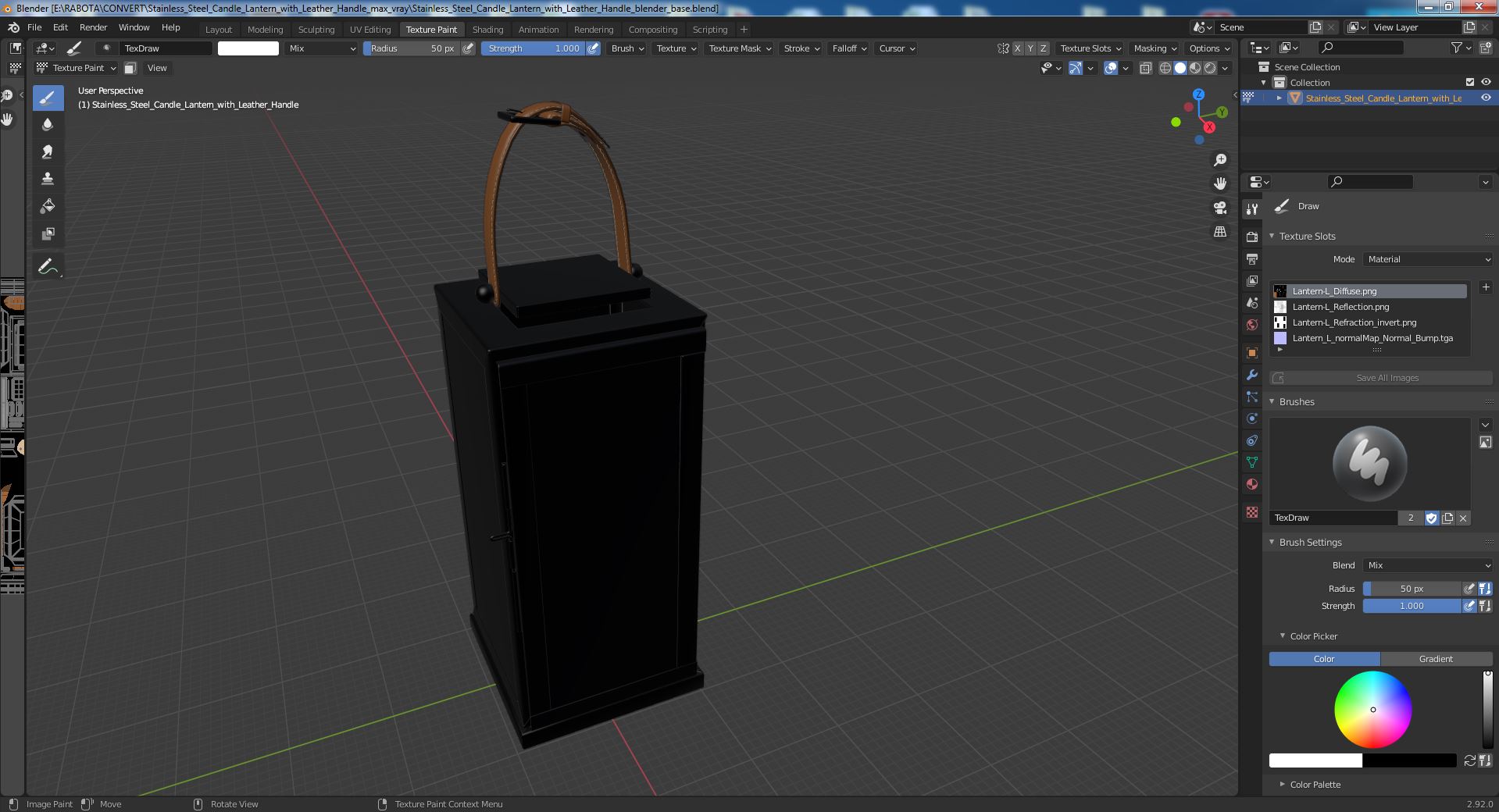 3D model Stainless Steel Candle Lantern with Leather Handle