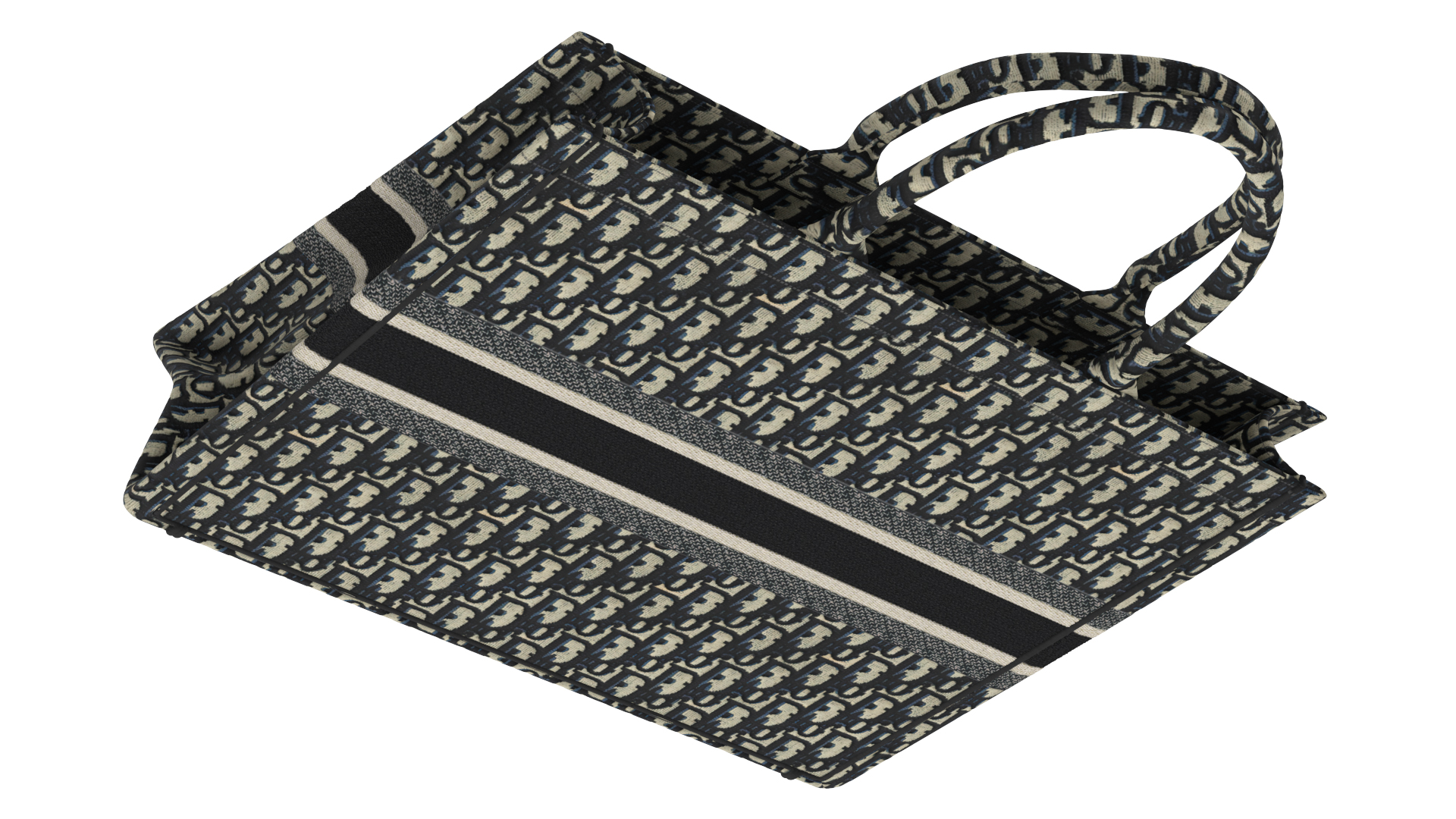 Ecru and Blue Womens Book Tote Bag 3D model