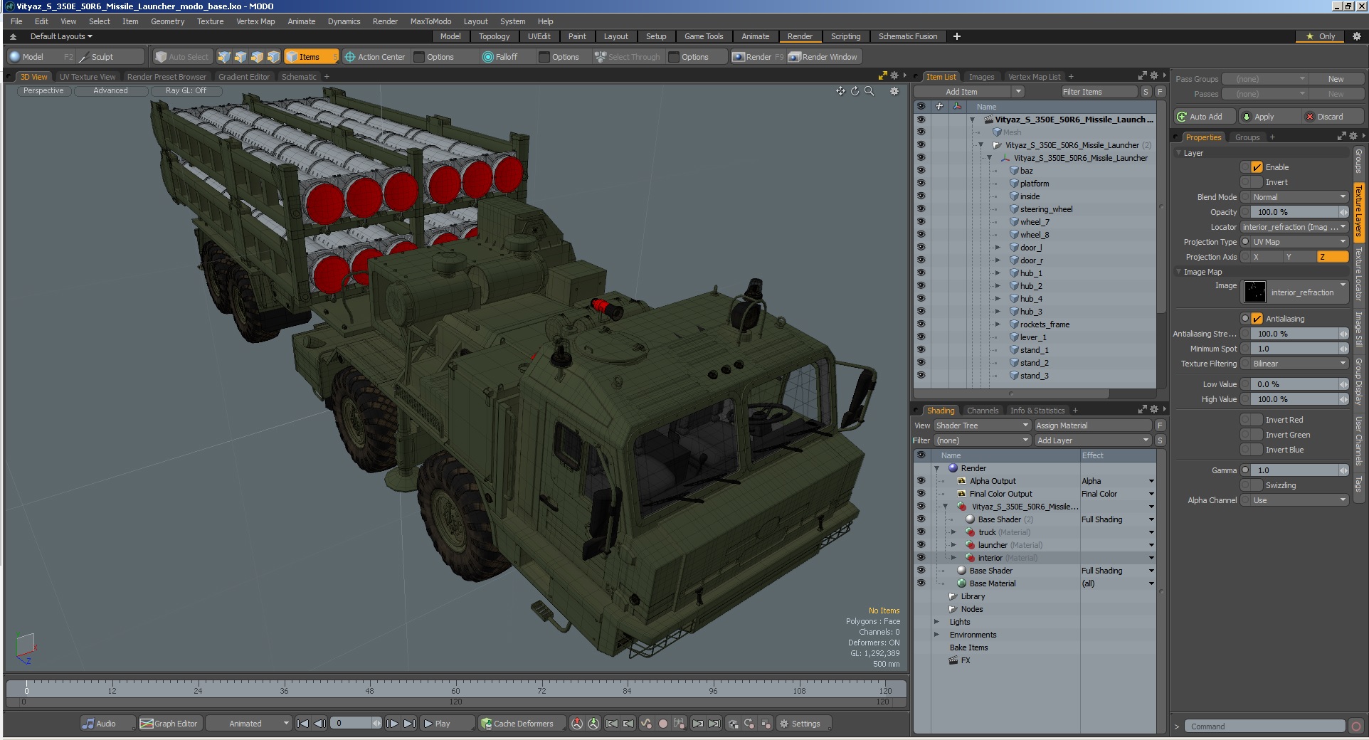 3D model Vityaz S 350E 50R6 Missile Launcher