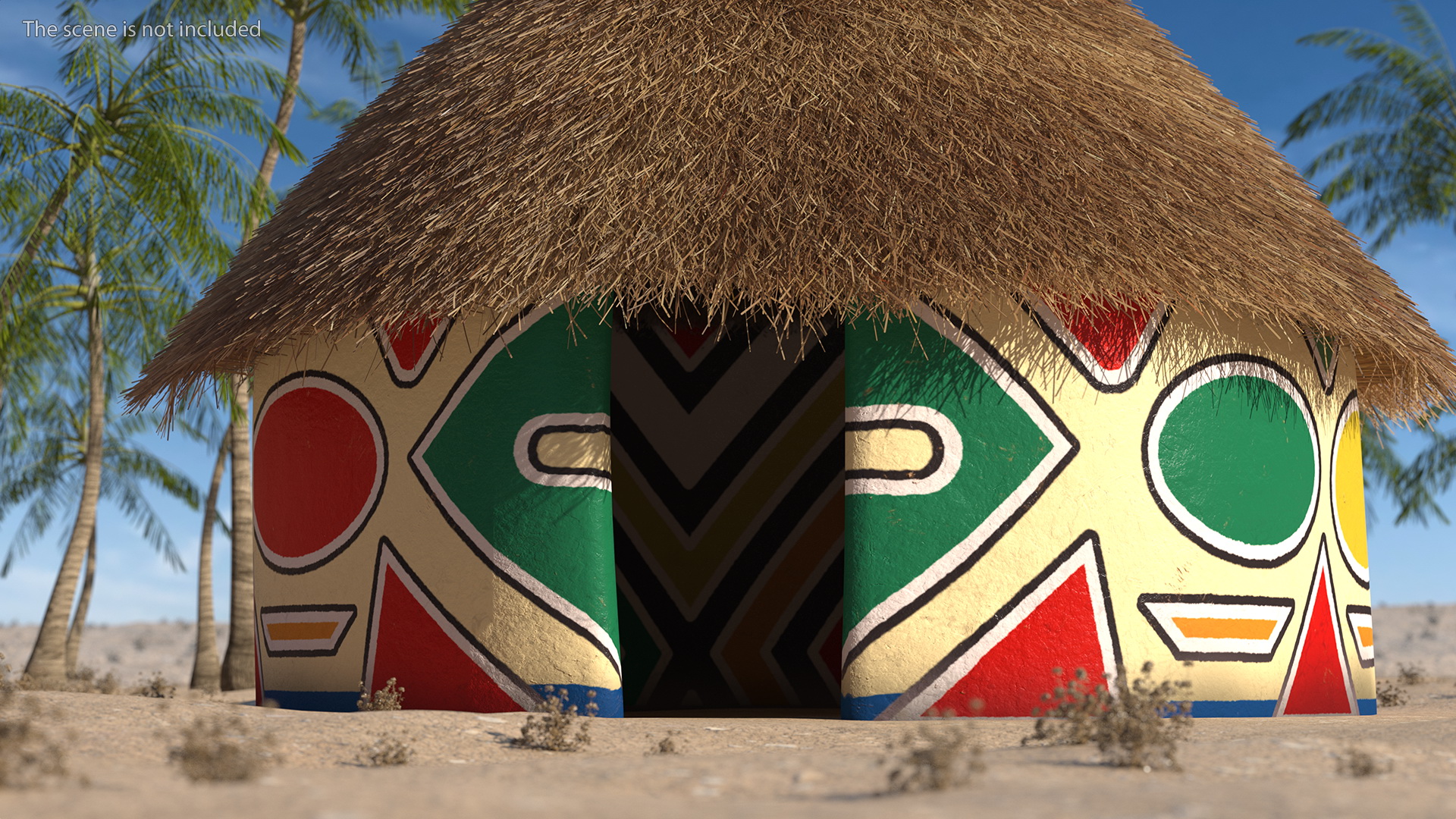 3D Colorful African Mud Hut Fur model