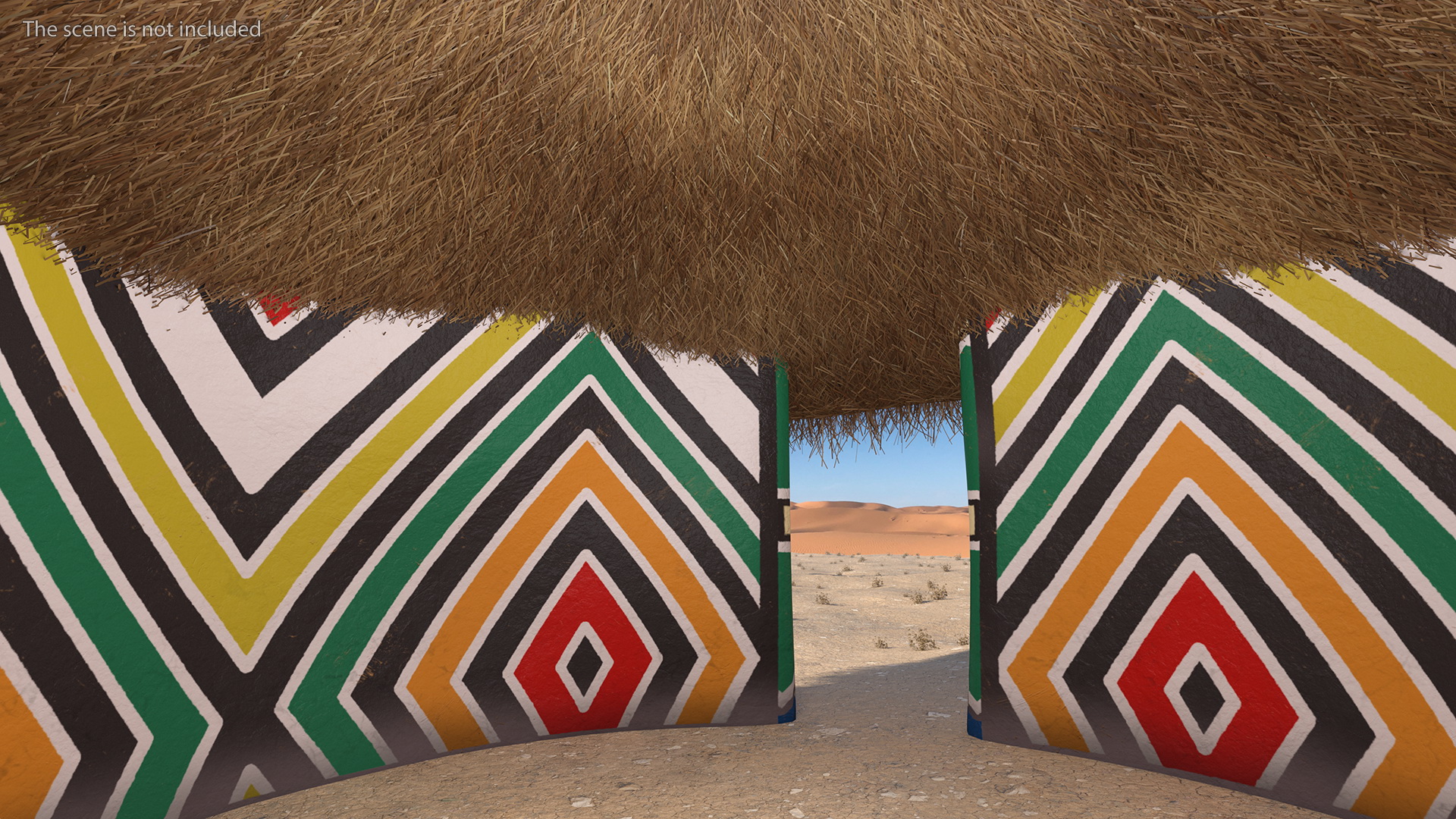3D Colorful African Mud Hut Fur model