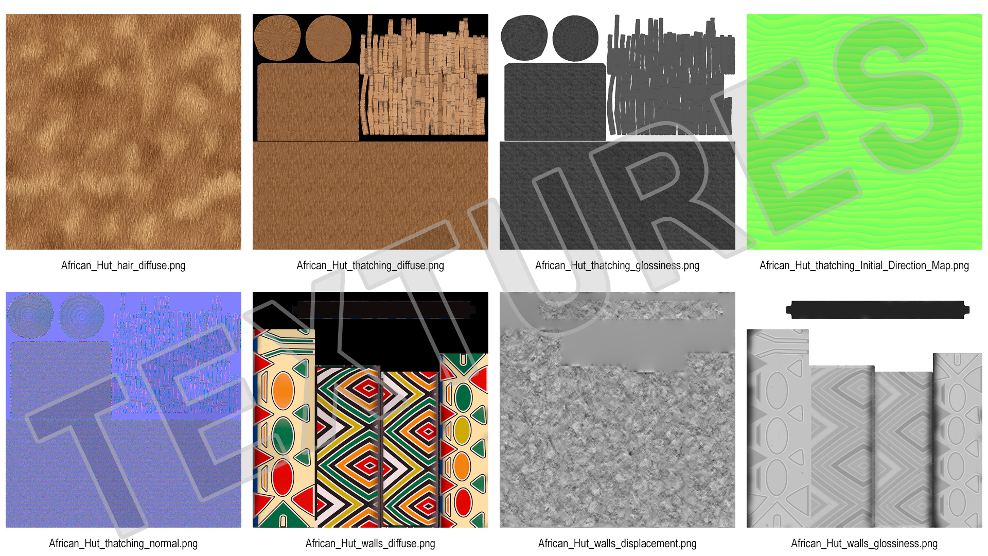 3D Colorful African Mud Hut Fur model