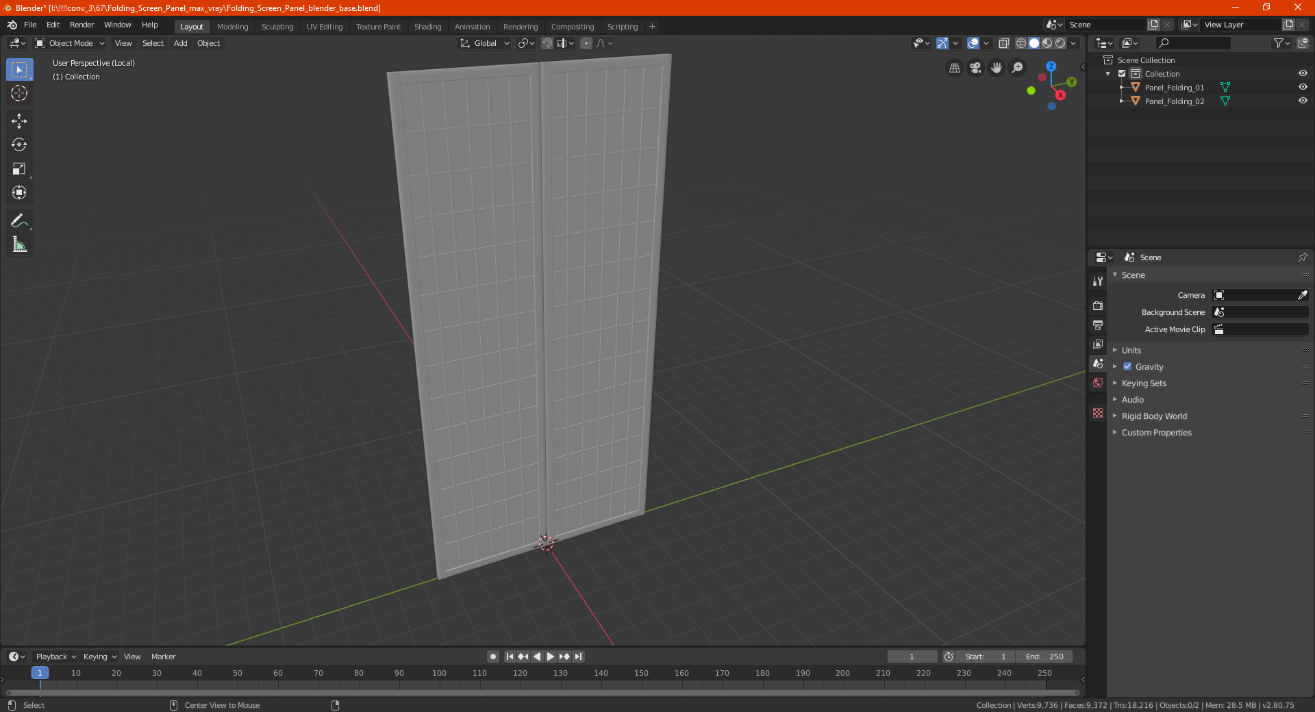 3D model Folding Screen Panel